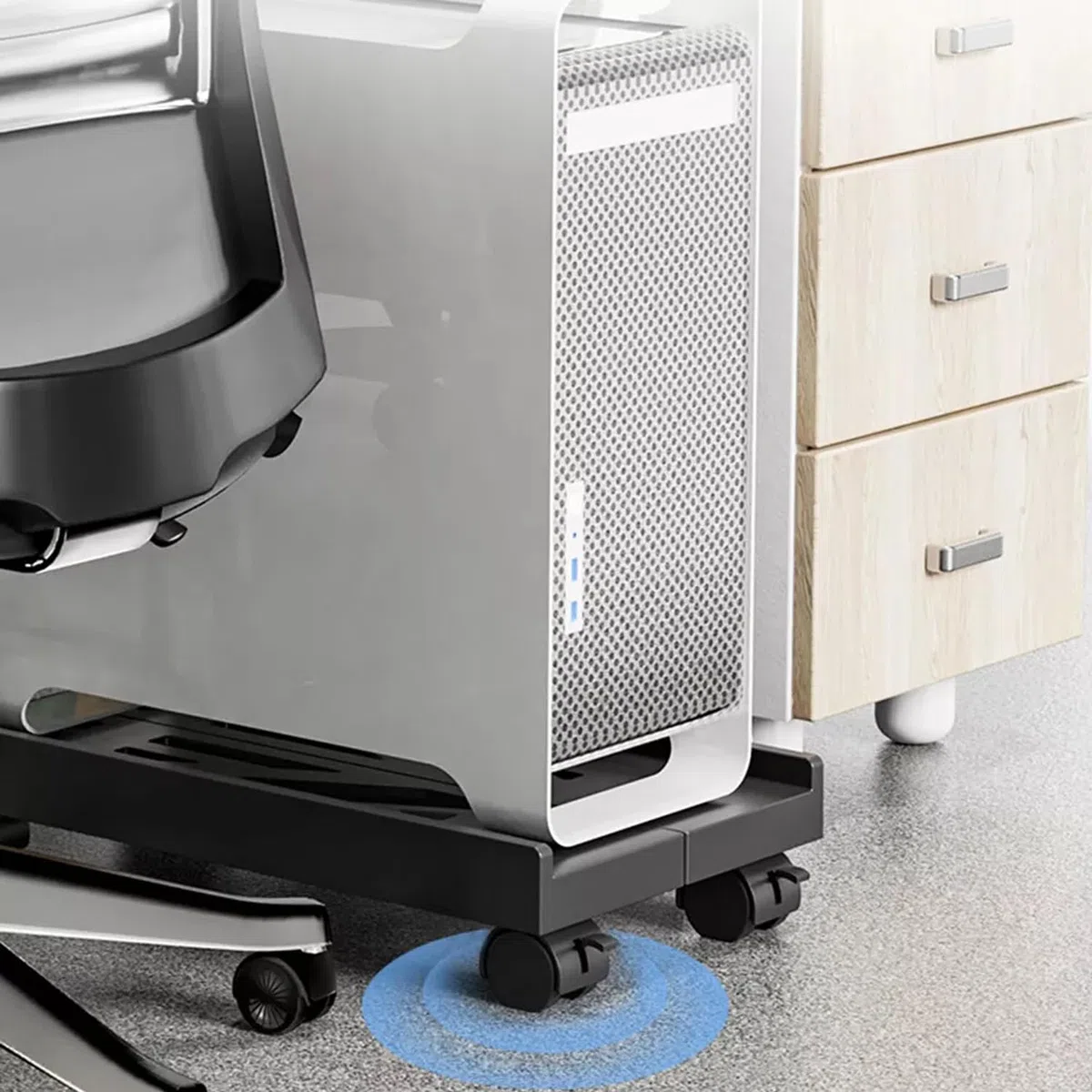Soporte para PC bajo escritorio, soporte universal ajustable para CPU con ruedas