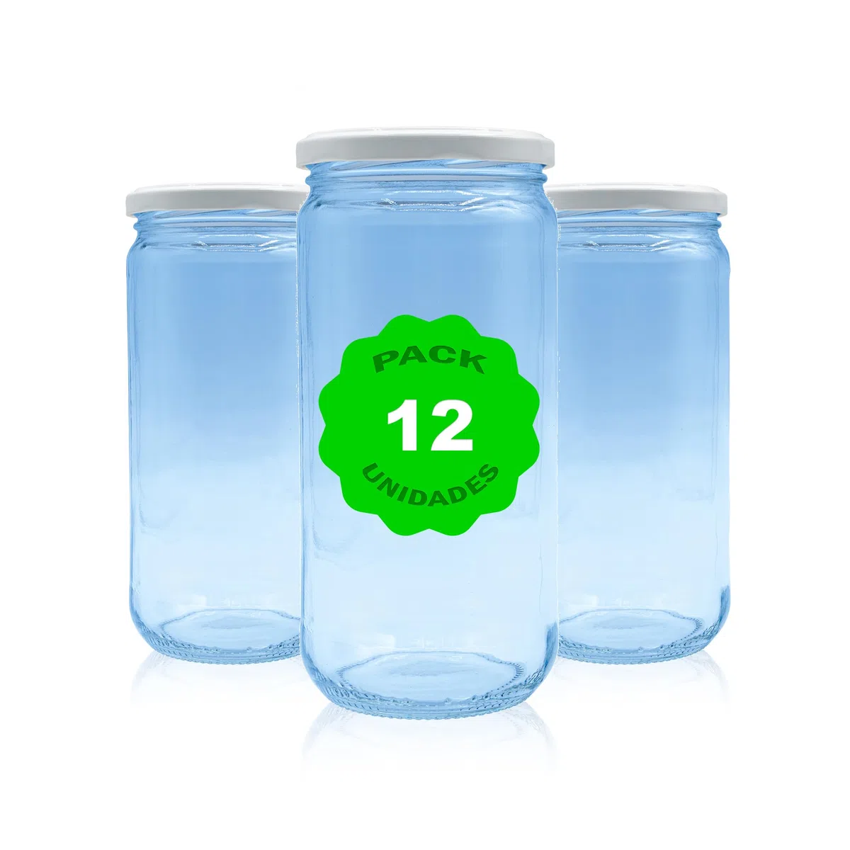 Pack 12 Botes,frascos,tarros,envases de cristal con tapa/cerradura,ideal para almacenaje de comida,conserva,frutas y verduras.Diferentes tamaños y colores.(Blanco, 720ml)