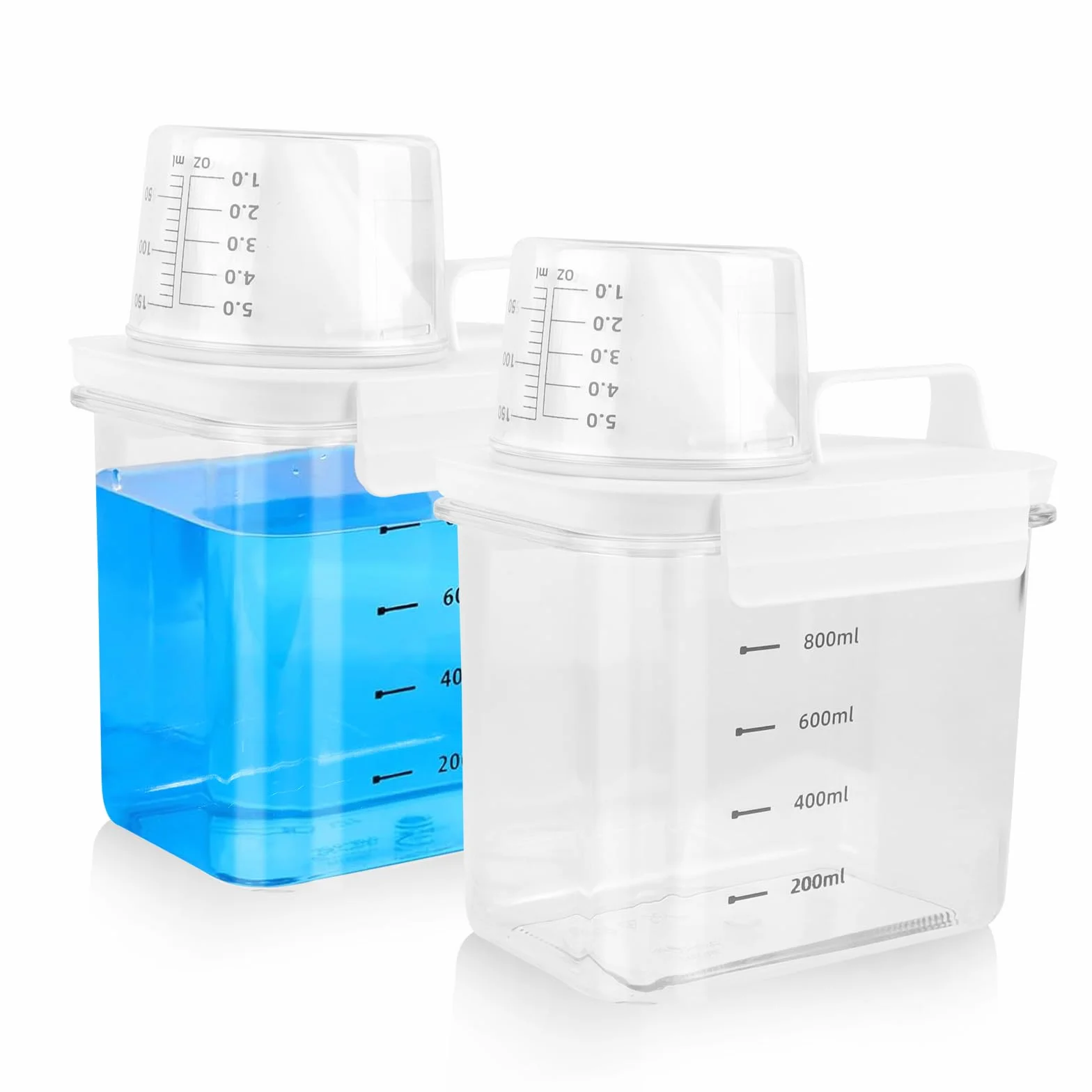 PRZRAO 2 Piezas Dispensador Detergente Lavadora 1100 ML Hermético con Vaso Medidor y Báscula