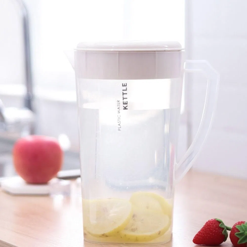 Jarra de gran capacidad de 1,3 l/2,2 l/3 l, plástico PP resistente al calor y a las caídas, hervidor de agua fría para jugo, refrigerador, bebidas de verano (3 L, blanco)