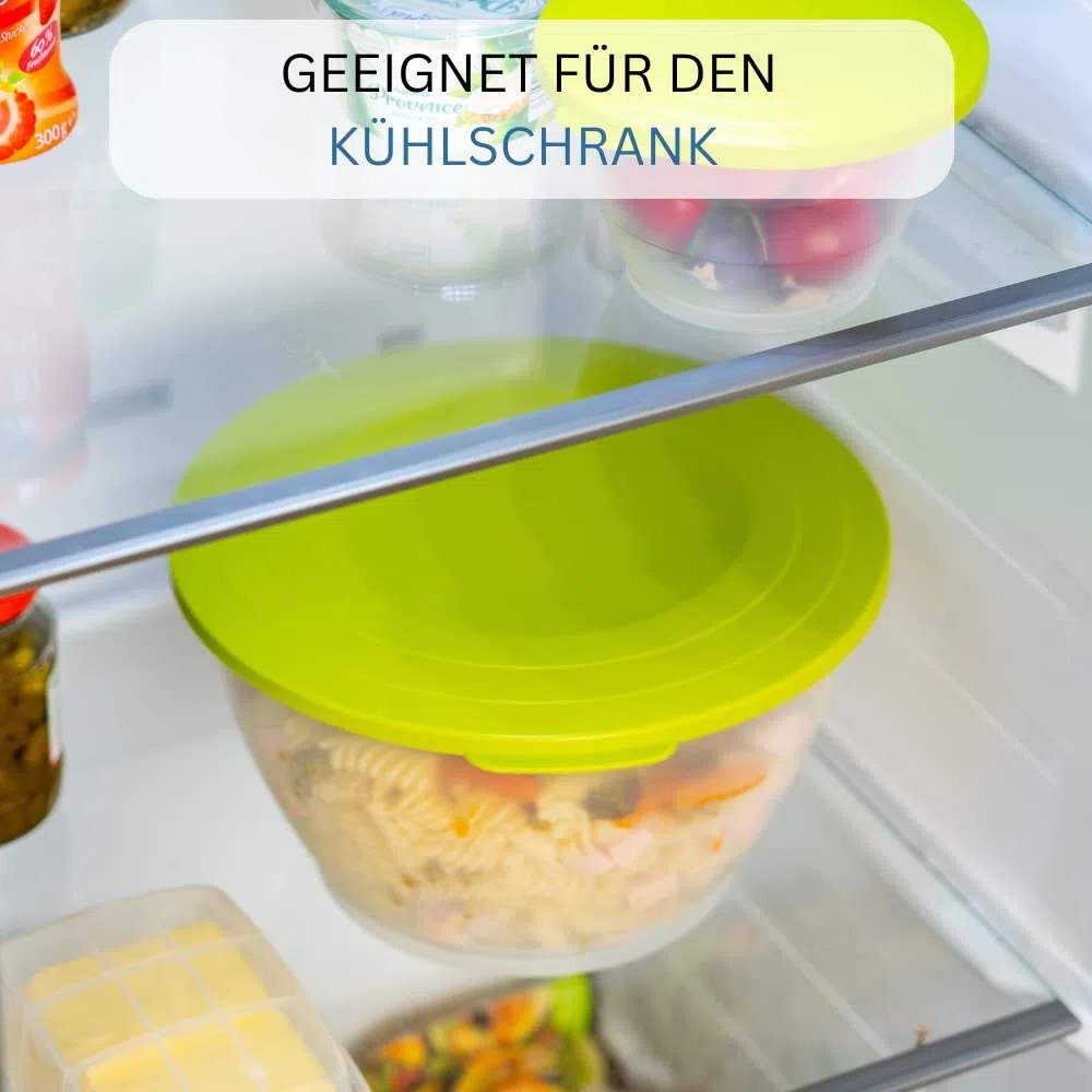 Westmark Cuenco para servir/Escurridor con tapa y colador, 3 partes, Capacidad: 4,4 litros, Plástico, Sin BPA, Olympia, Color: Transparente/verde, 2418227A