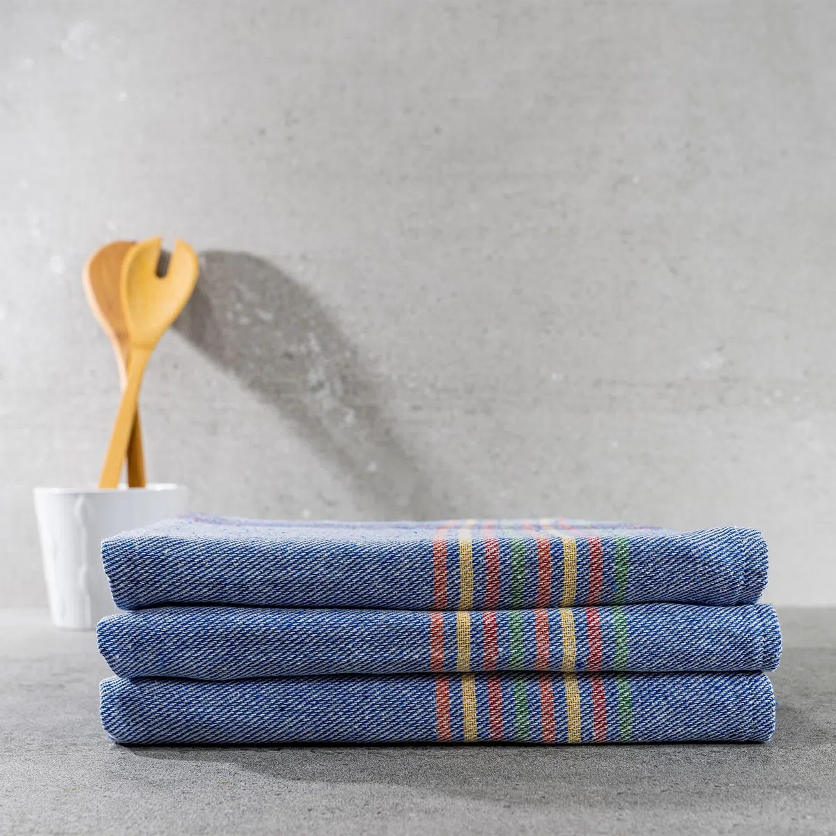 12 Paños de Cocina Sarga, Paños de Cocina de algodón, Toallas de Cocina absorbentes Lavable a Maquina, Juego de 12 paños de Cocina Suaves y duraderos, 56x56cm Fabricado en España (Azul)
