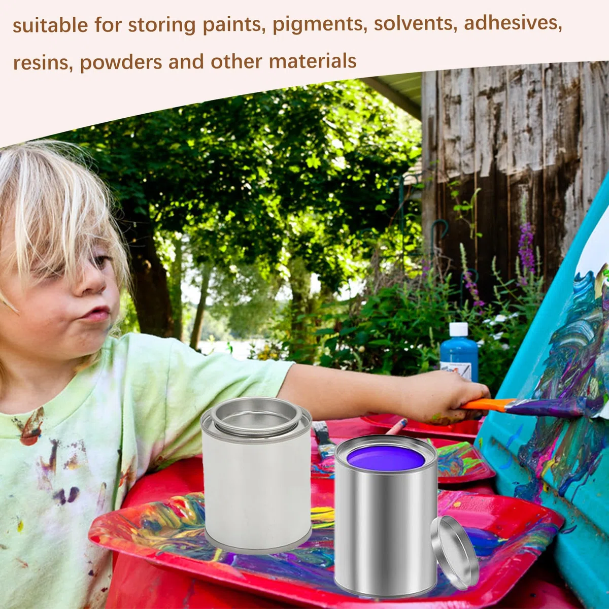 Mini latas de pintura con tapa, 100 ml, 6 unidades vacías, botes de metal, recipientes vacíos, latas de pintura para pintar, tarros portátiles para especias, color gris (6 unidades)