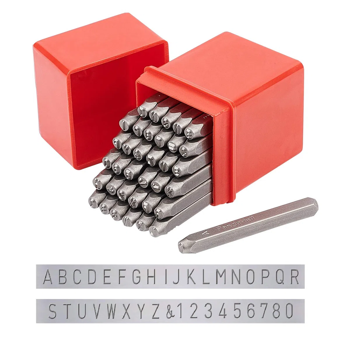 PandaHall Juego de 36 sellos de metal 3 mm con alfabeto en mayúsculas A-Z números 0-9 y símbolos hierro - herramienta de punzón para imprimir en joyas de cuero y madera