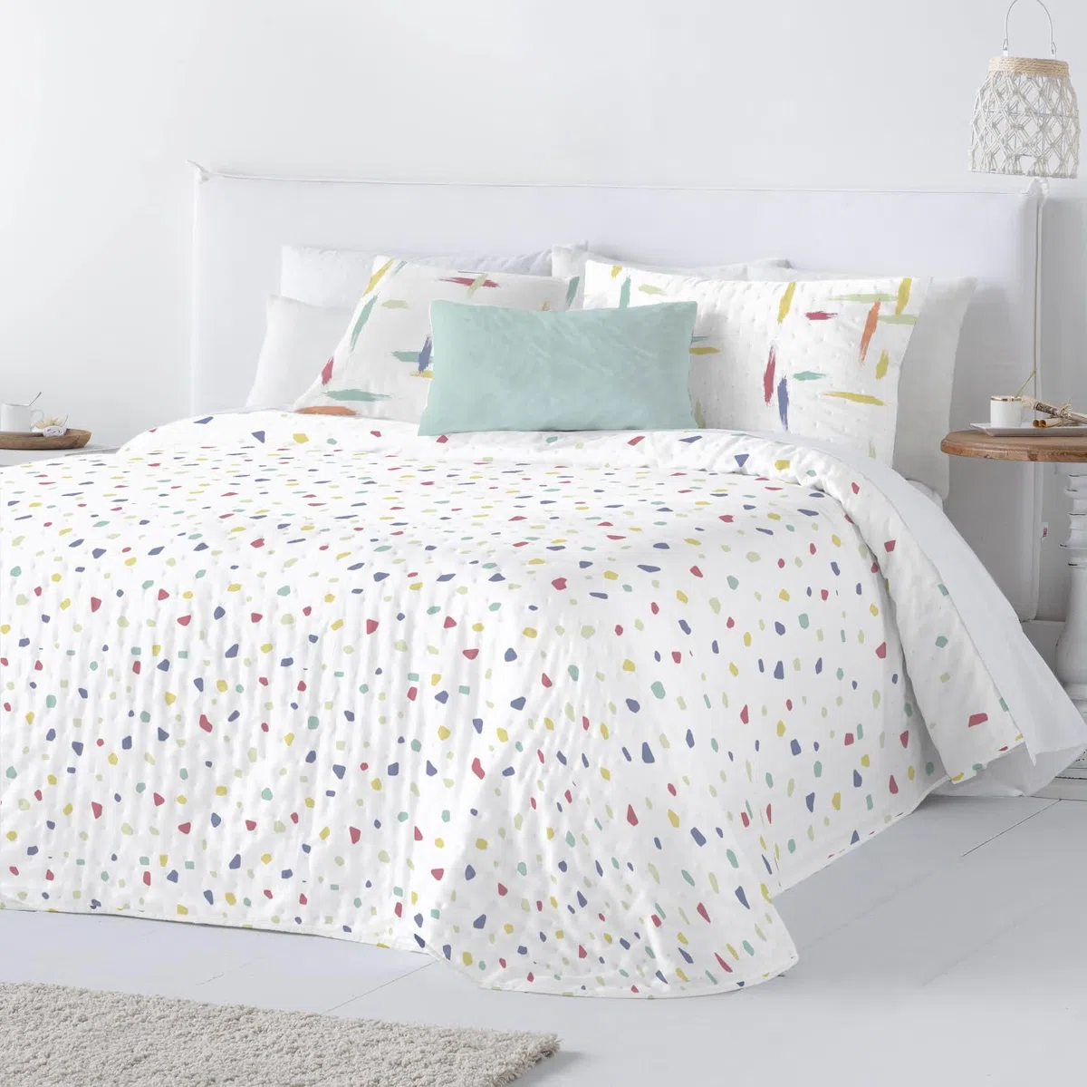 Colcha Bouti Reversible con Funda de Almohada Soley (Unico, Cama 105 cms.)