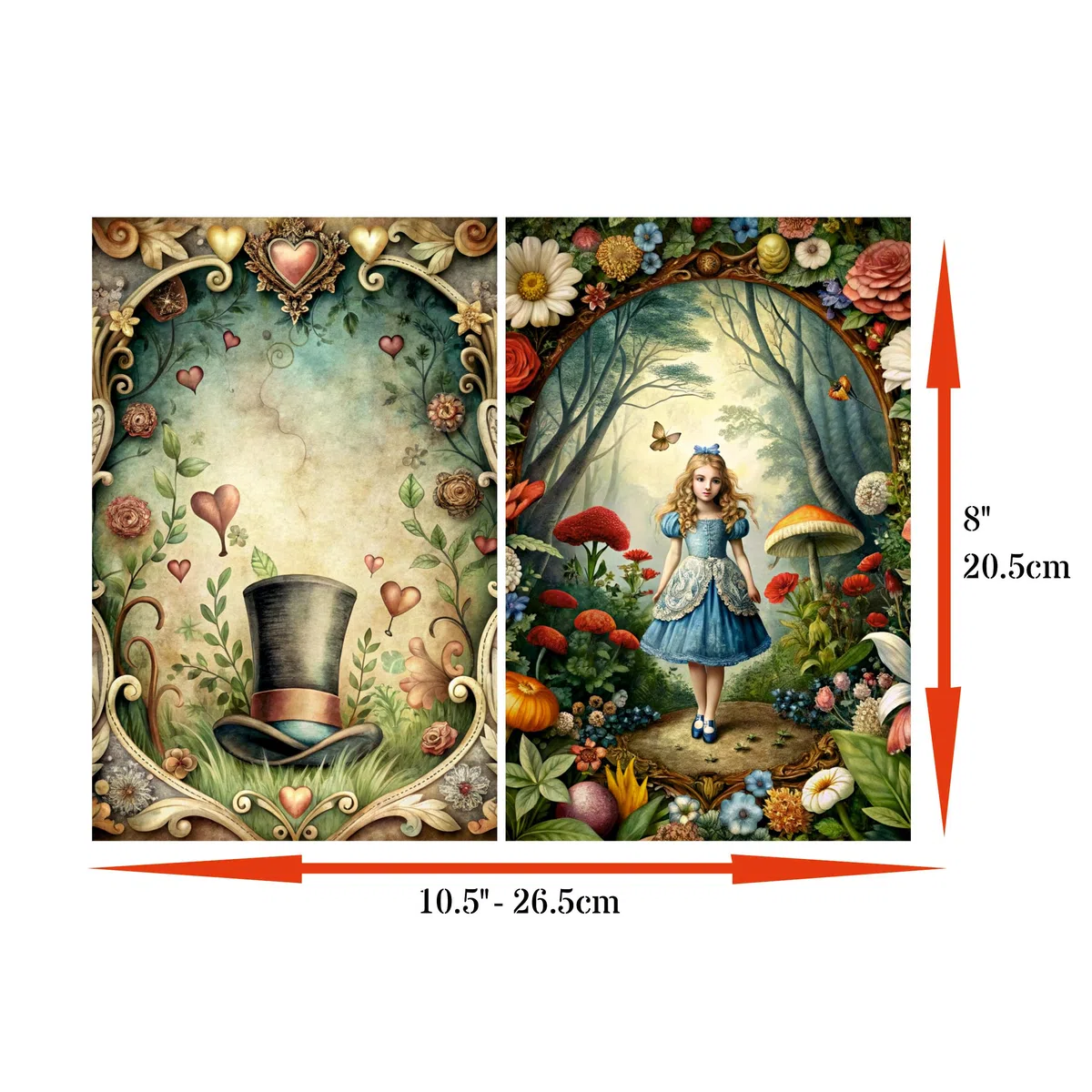 Alice n Friends - Papel de arroz, 20,3 x 26,7 cm (A4), 6 piezas, 6 diseños únicos, diseños versátiles de decoupage para proyectos de arte y manualidades CRAFT KREATIVELY