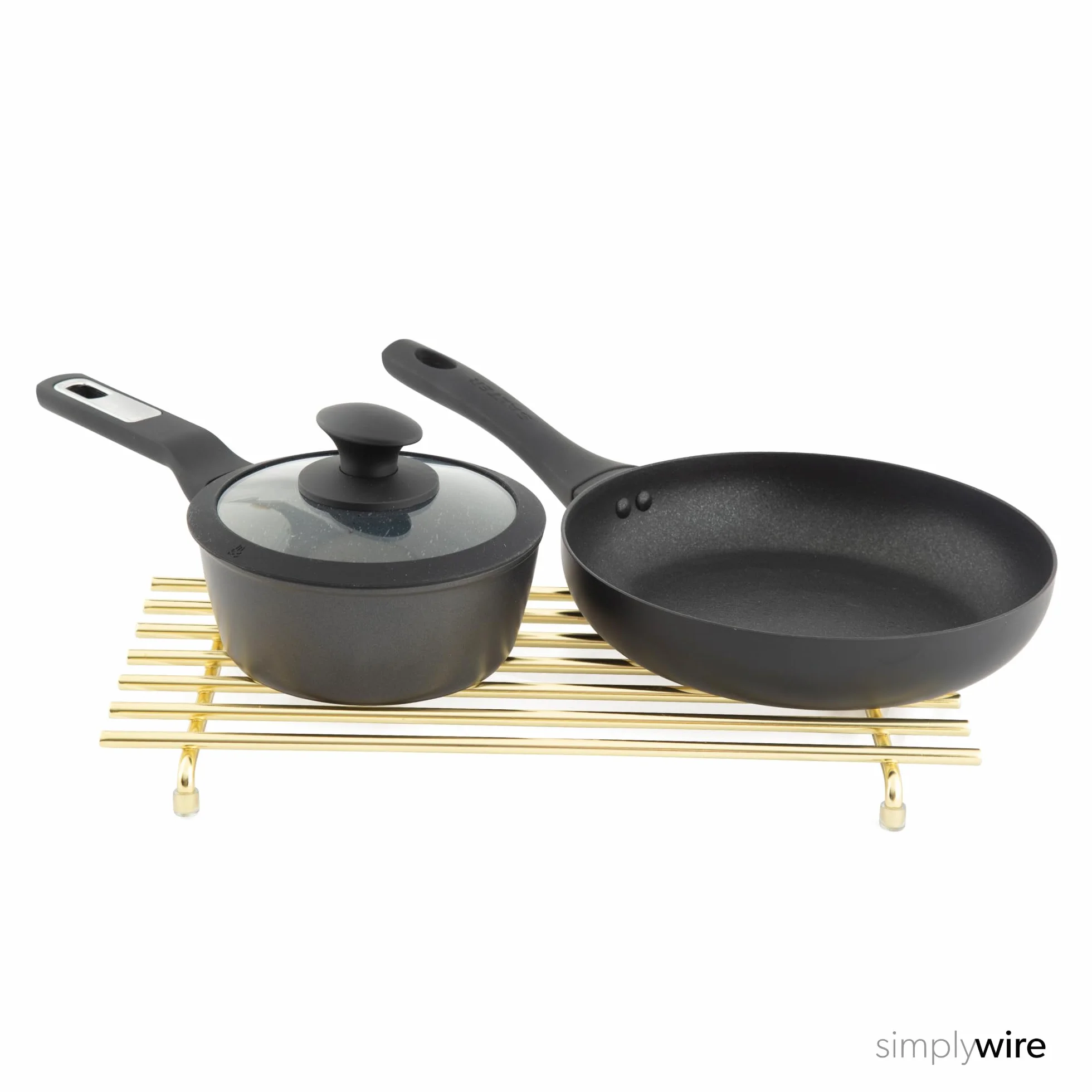 simplywire – Salvamanteles – Resistente al Calor – Protector de Encimera de Cocina – Grande – Acero Recubierto de Color Dorado Claro