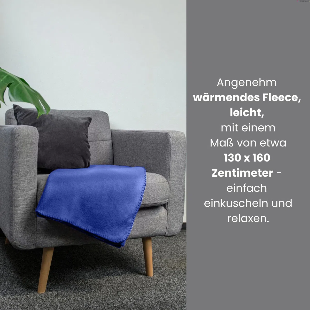 Wometo - Juego de 2 mantas suaves y mullidas, de 130 x 160 cm. Mantas de forro polar reversibles, acogedoras, de 1,30 x 1,60 cm., tela, D.-blau, 130 x 160 cm