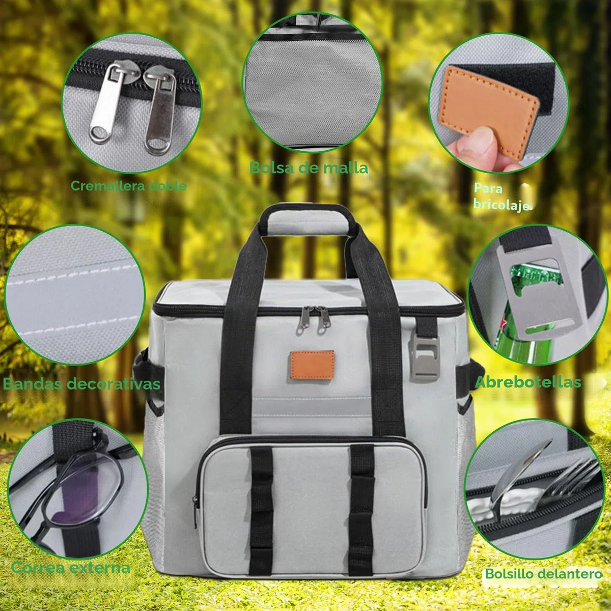 Bolsa Termica 40L Bolsa Térmica de Alimentos, Bolsa Nevera Porta Alimentos Grande, Plegable, Fácil de Limpiar, Bolsa Termica para Fiambrera Picnic, Playa, Almuerzo