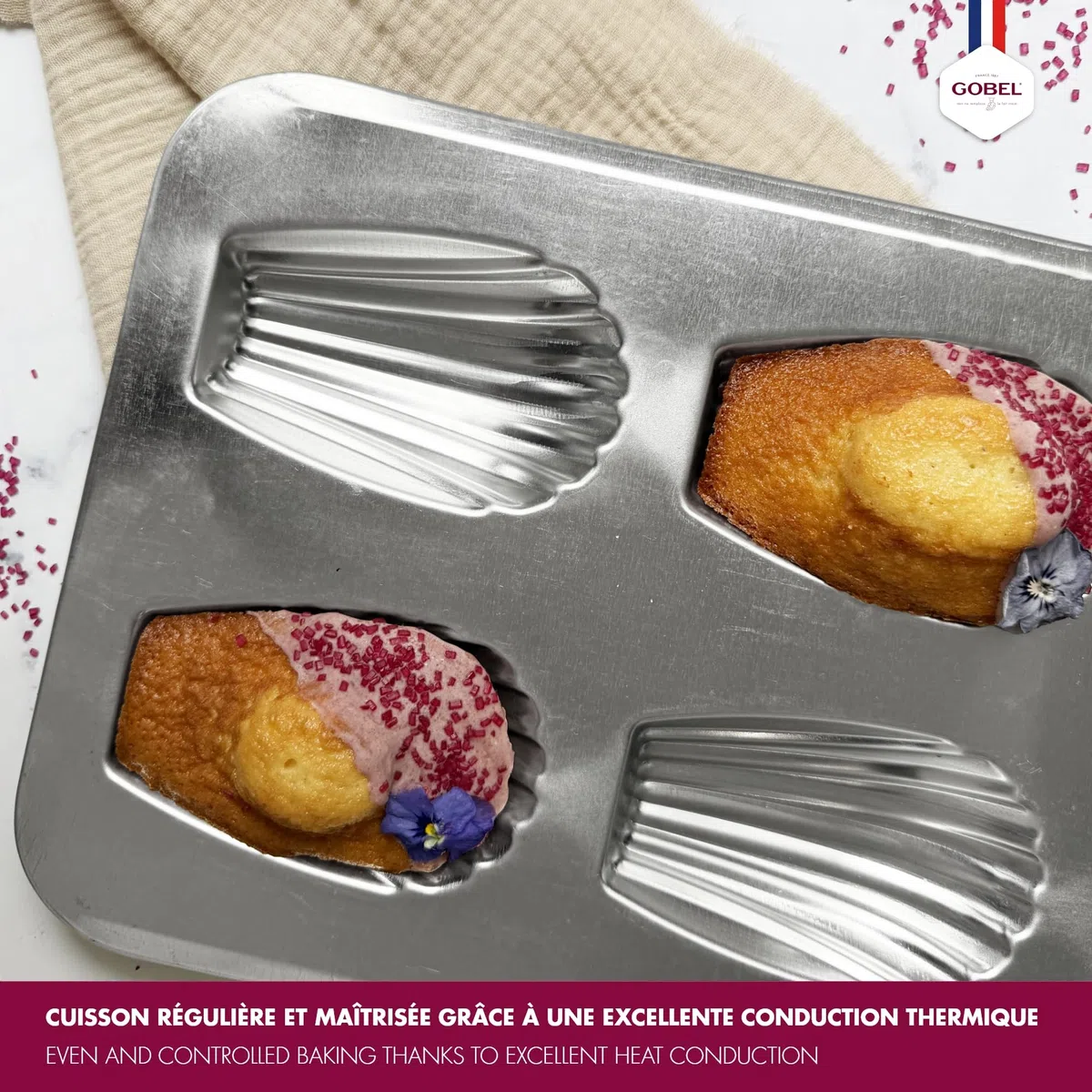 GOBEL - Plato 6 madeleines gourmandes - estaño - 395 x 200 mm