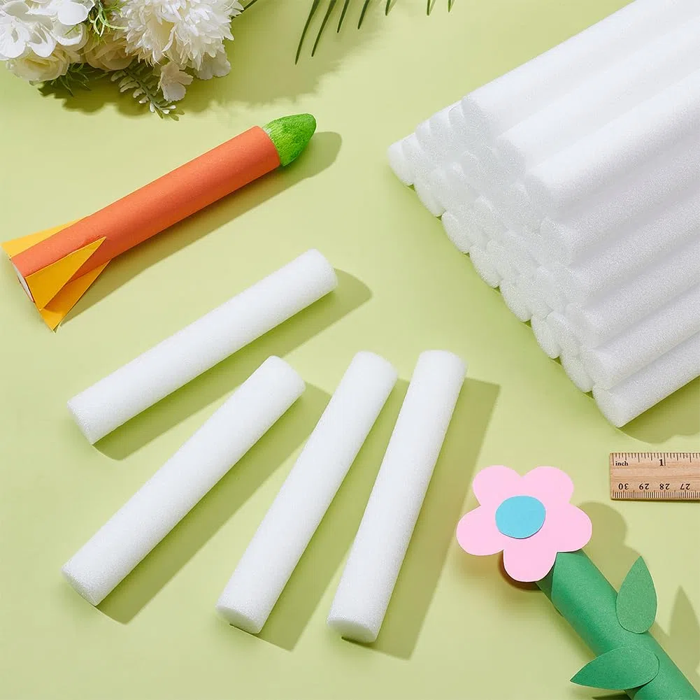 WADORN 40 piezas 6 pulgadas Cilindro de Espuma Blanca, Varillas de Espuma Cilindros de Poliestireno Tubos de Espuma de Modelado Blancos para Artesanía Composiciones Florales Proyectos Artísticos