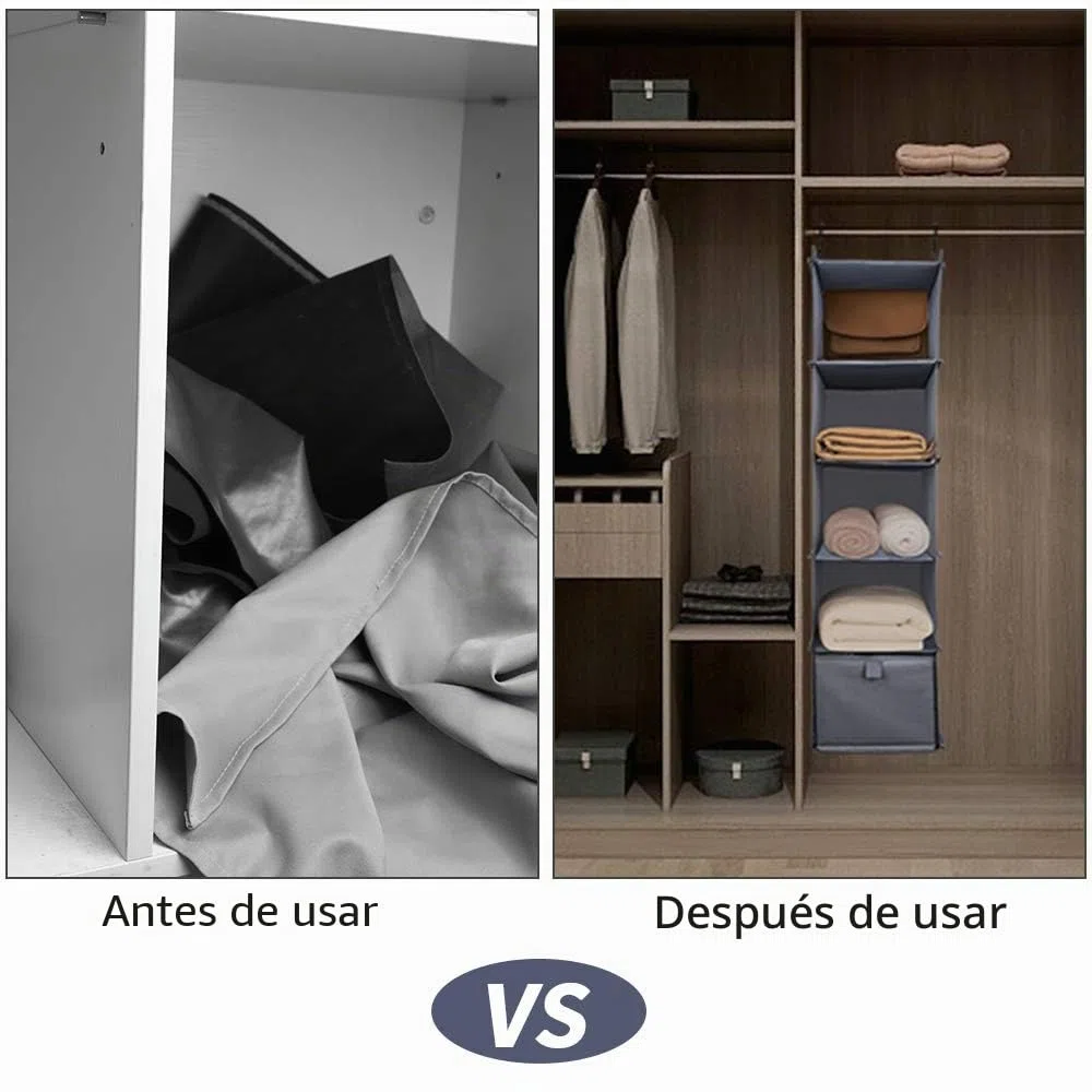 Organizador para Armario, Organizador armarios con 5 Capas y 1 cajón, Estante de Almacenamiento Colgantes, Organizador de Ropa de Armario, Estantería Colgante Flexible para Guardar Ropa