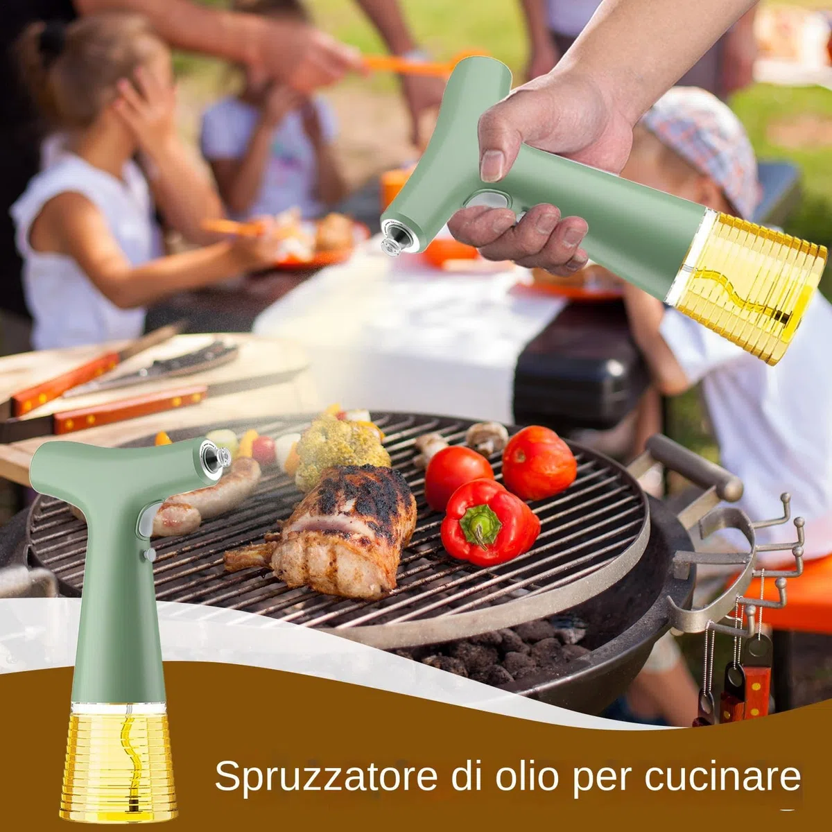 Generico Pulverizador eléctrico para aceite - Botella dispensadora de spray para aceite de 13,5 x 7,5 x 24,2 cm para cocina | Pulverizador de oliva recargable | Botella Spritz portátil | Cocina para