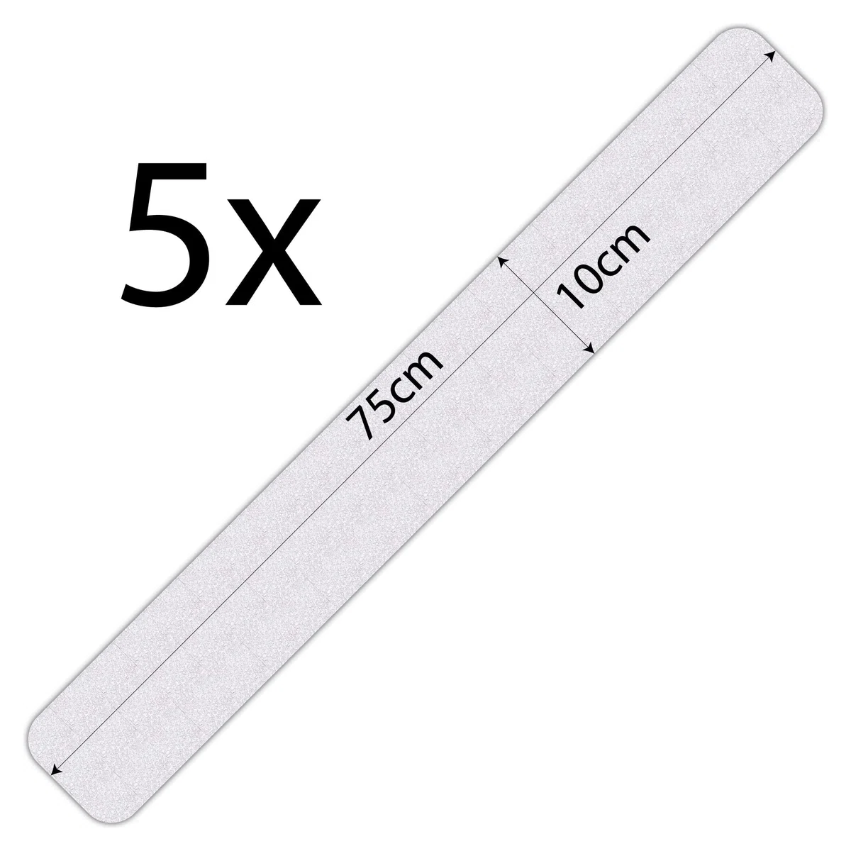 SeKi Tiras antideslizantes para escaleras, ducha, bañera, 5 unidades, 75 x 10 cm, autoadhesivas, aptas para pies descalzos, clase antideslizante R9 según DIN 51130, cinta adhesiva antideslizante
