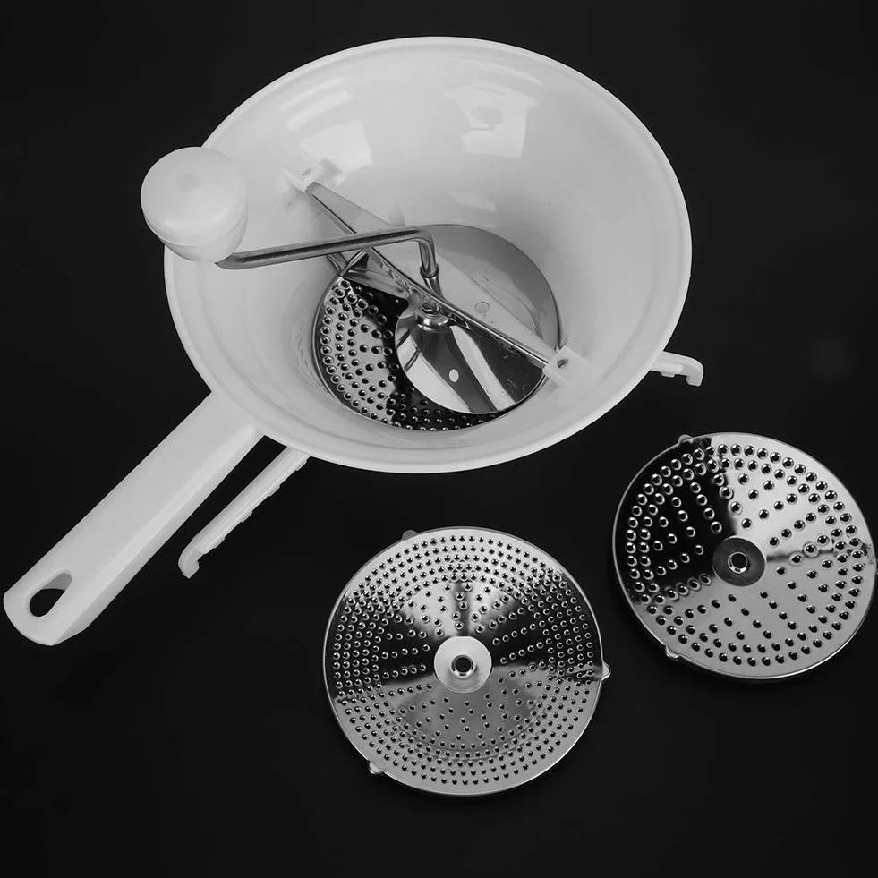 Batidora Batidora Manual para Alimentos, Molino de Alimentos de Acero Inoxidable con 3 Discos de Molienda, Molino Giratorio para Alimentos para Salsa de Tomate, puré de Manzana
