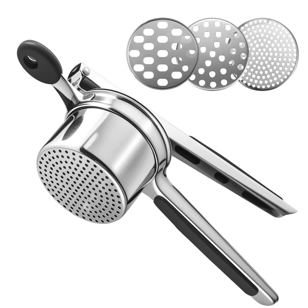 Machacador De Patatas Multiusos, Fabricado En Acero Inoxidable 430 y Equipado Con Cuatro Cuchillas Intercambiables, Ideal Para Preparar Puré De Patatas, Zumos y Mermeladas