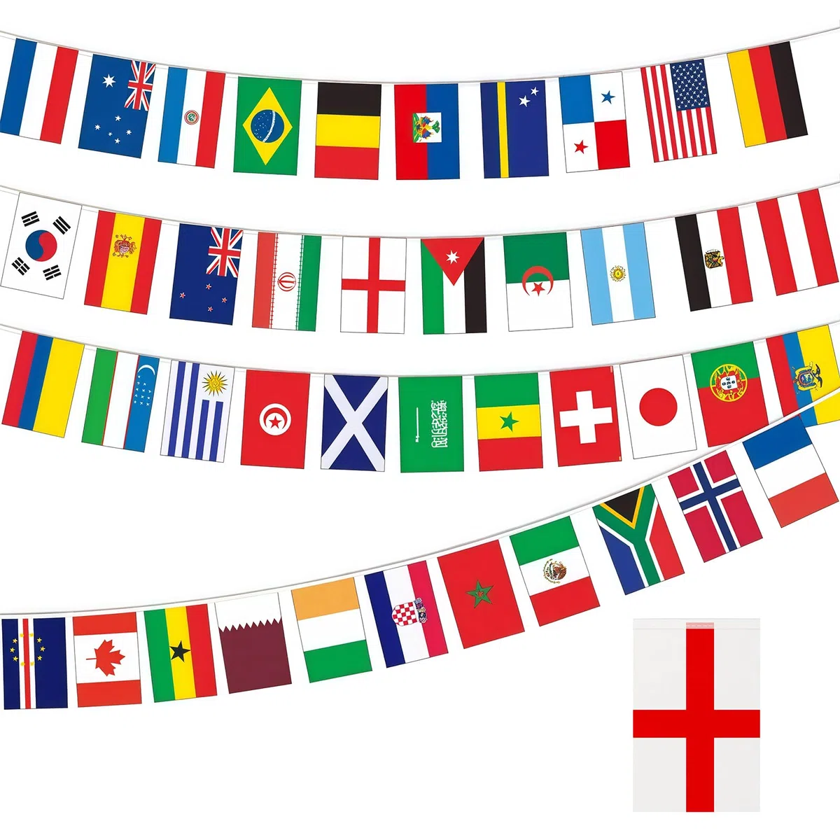 42 países banderines de banderas para la wm 2026, banderas de fútbol WM 2026, guirnalda de banderas del mundo para fiesta, banderas de 20 x 28 cm,