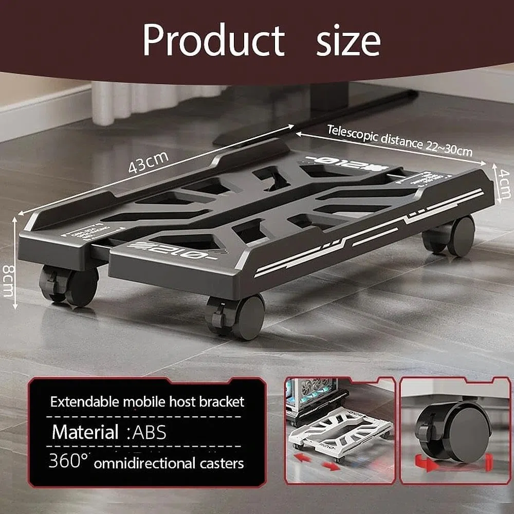 Soporte para Pc Stoucla, Soporte de CPU Móvil, Accesorios para Ordenador, con Cuatro Ruedas para Gamers, Hogar, Oficina (Negro)