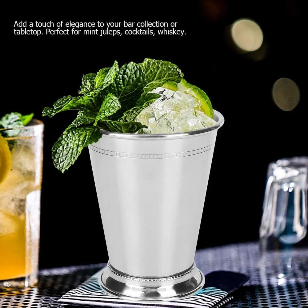 Vaso de menta Julep, mini vasos de acero inoxidable con cuentas de menta, Copas de Cóctel, Taza de Mula de Moscú para bebidas mixtas Cerveza de fiesta 400 ml