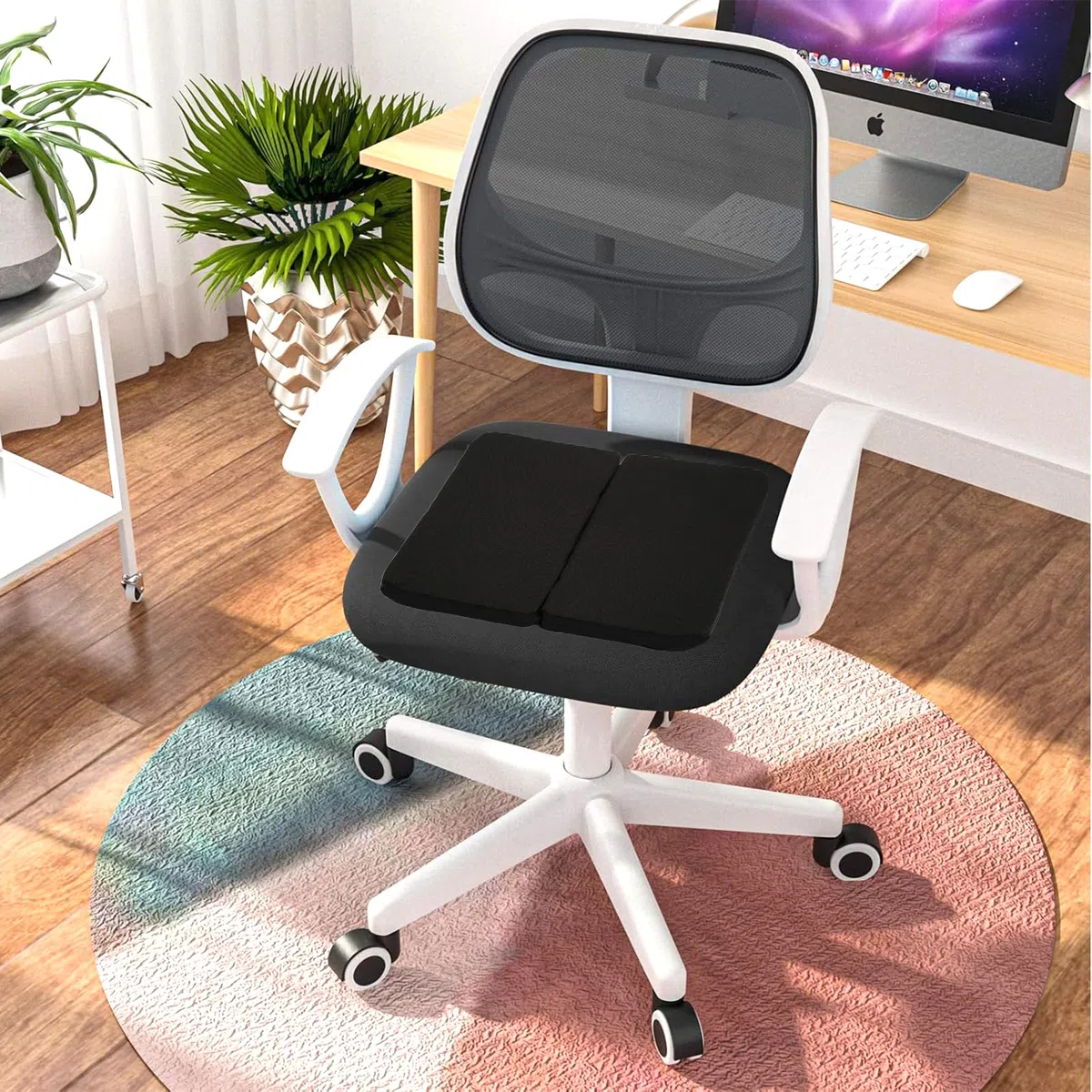 Cojín de Gel para Asiento,Cojín de Gel en Forma de Panal Transpirable,Cojines para Sillas con Funda Antideslizante,Cojín Antiescaras Plegable,Cojin Silla Ortopedico para Oficina, Rueda, Coche (Negro)