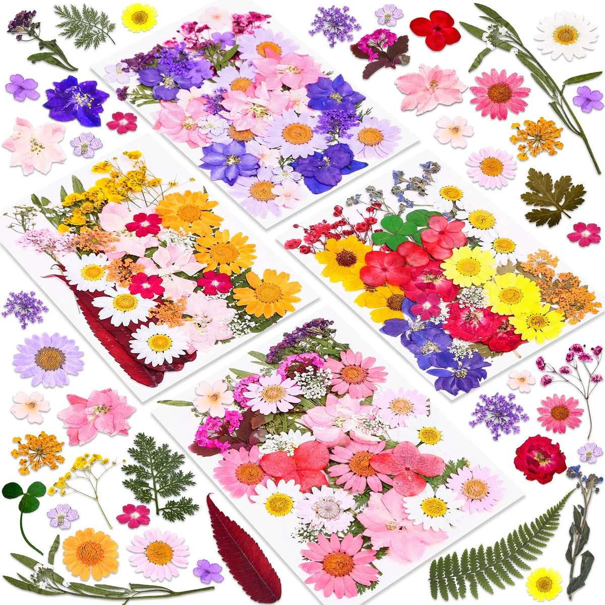 140 piezas de flores secas para resina, flores prensadas, hojas secas a granel, kit de hierbas naturales para álbumes de recortes, manualidades, joyas de resina epoxi, velas, jabón, decoración de uñas