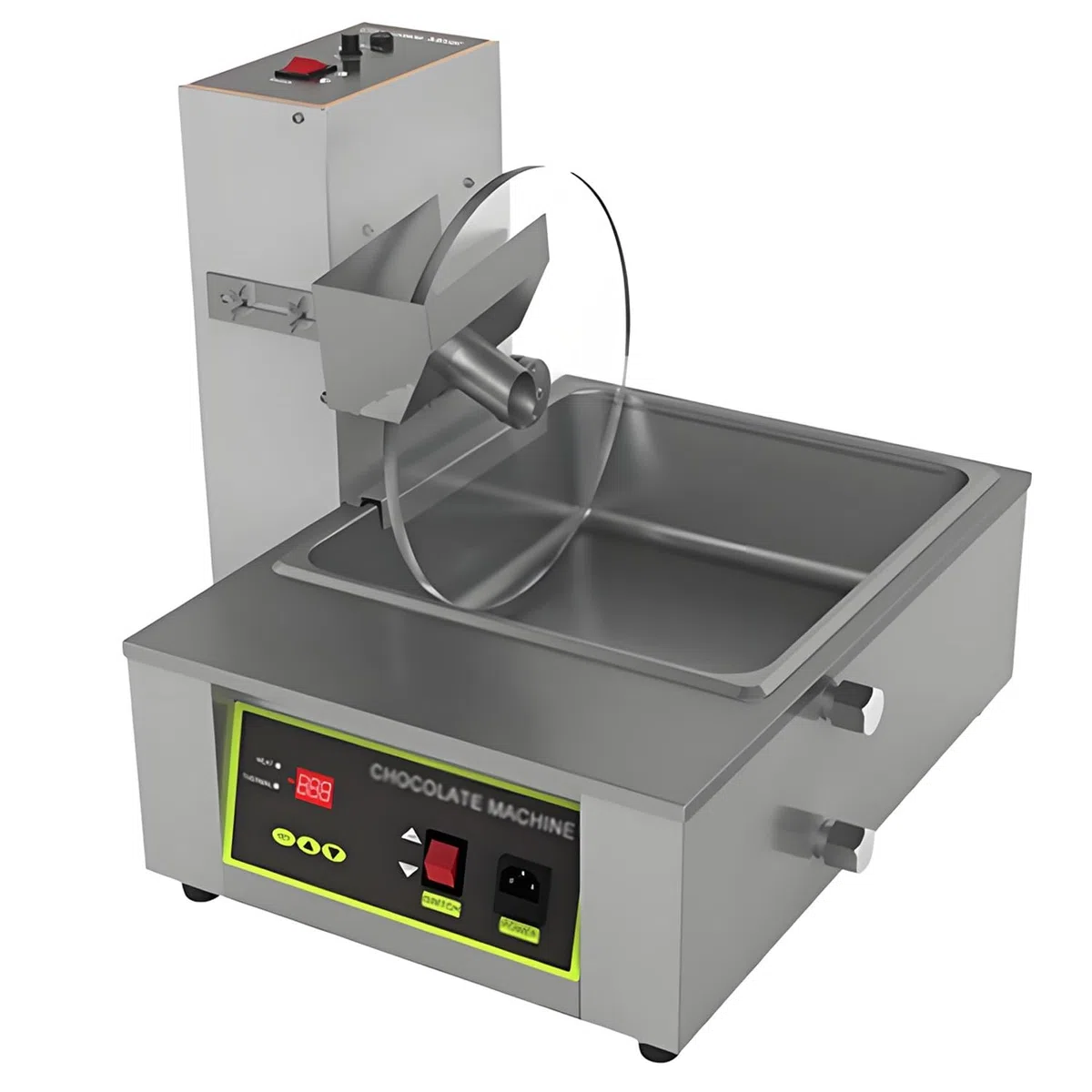 Máquina de templado de chocolate comercial, derretidor eléctrico con velocidad ajustable 38-55 RPM, acero inoxidable, para revestimiento uniforme, moldeado, panaderías, dulces