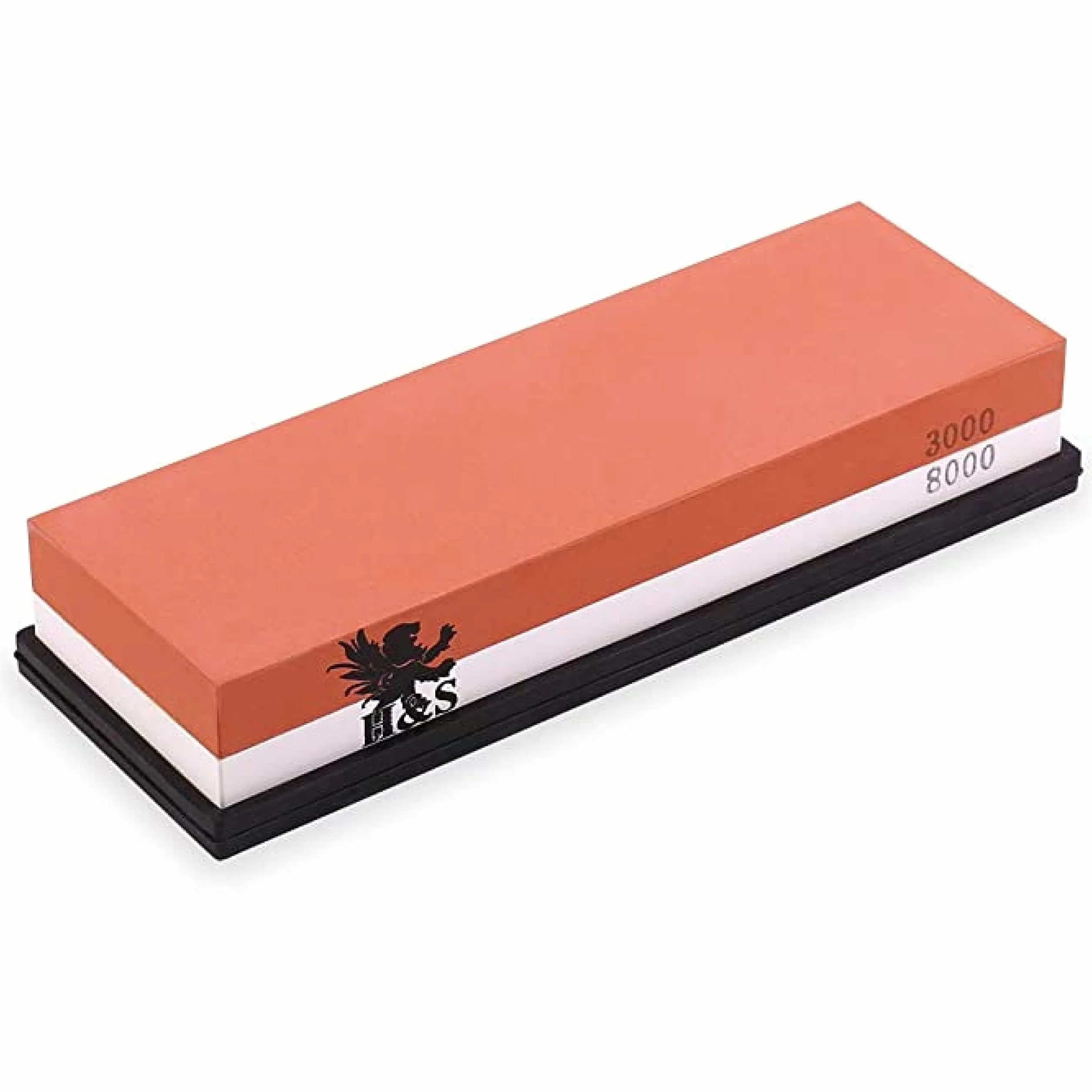 H&S. Afilador profesional de piedra de afilar con base de soporte de goma Grit 3000/8000