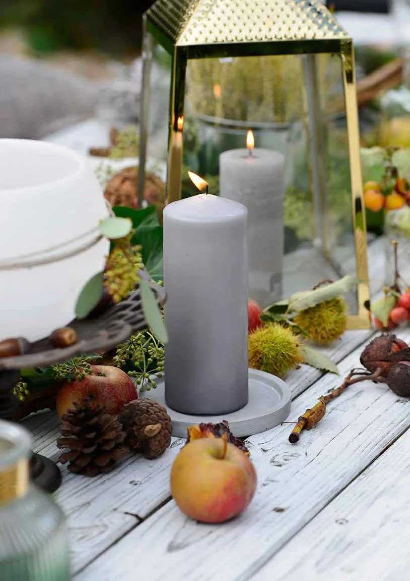 Müller - Velas cilíndricas, color marfil, paquete de 6 velas, 57 x 81 mm, larga duración de 15 horas, cera antigoteo, inodoro, calidad RAL