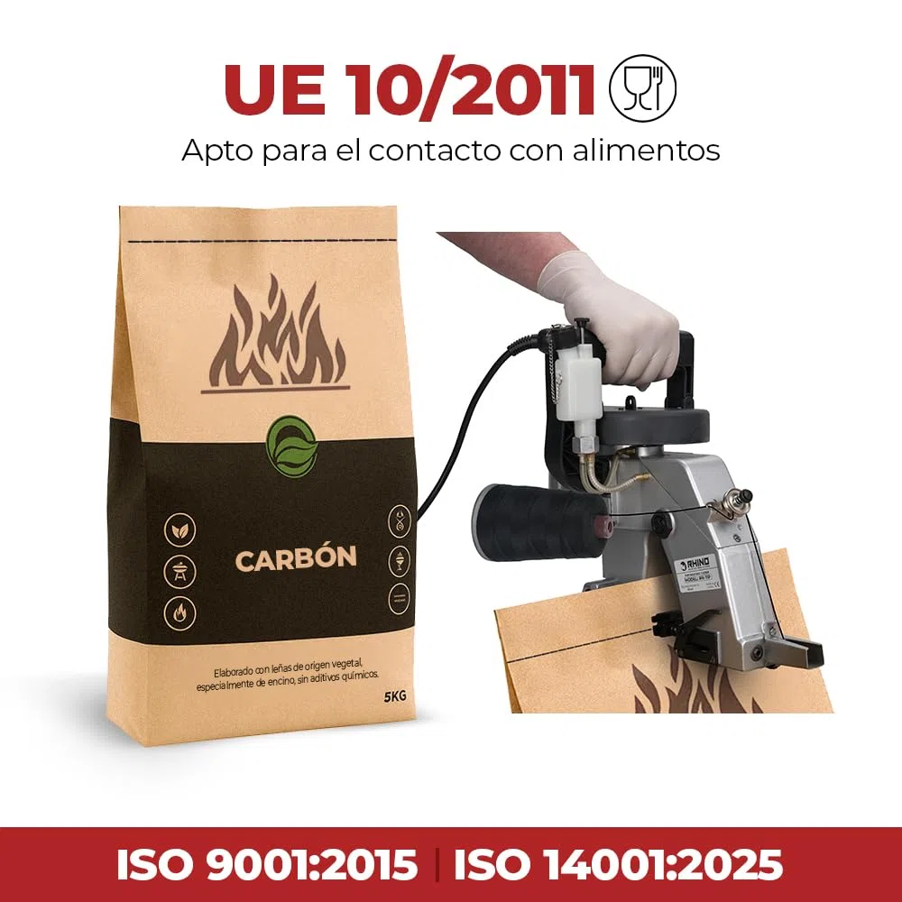 RHINO Pack de 5 Bobinas de Hilo para Máquinas de Coser Sacos | Conos de Poliéster 12/4 200g para Cerradoras de Costales de Alta Resistencia | Aptos para el Contacto Alimentario (Negro)