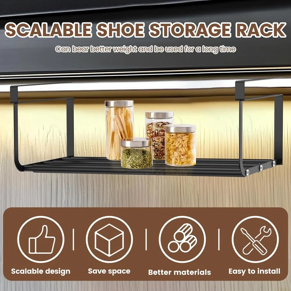 Zapatero Colgante Extensible, Zapatero Retráctil, Organizador para Colgar Debajo del Estante, Soporte Ajustable B