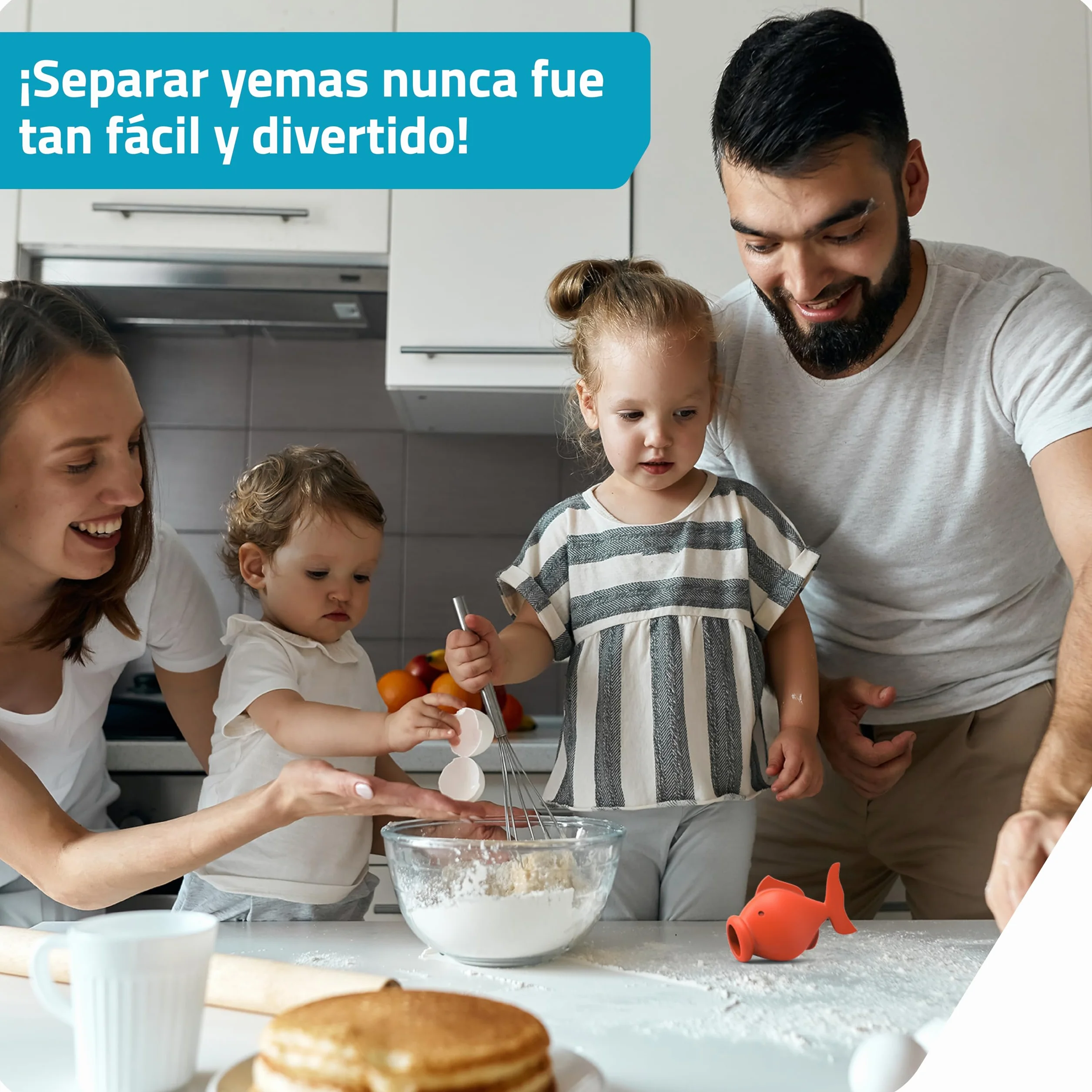 Peleg Design YolkFish – Separador de Huevos Pez, Separador Práctico de Yemas y Claras de Silicona | Herramienta de Cocina | Regalo Navidad Cumpleaños