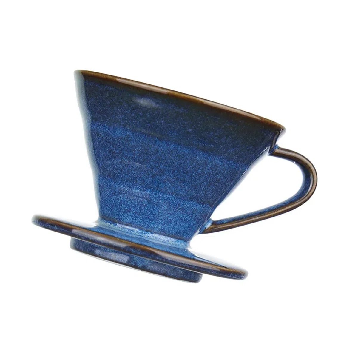 MURYE Filtro de café de cerámica esmaltada azul, resistente, hecho a mano, para verter sobre gotero de cerámica
