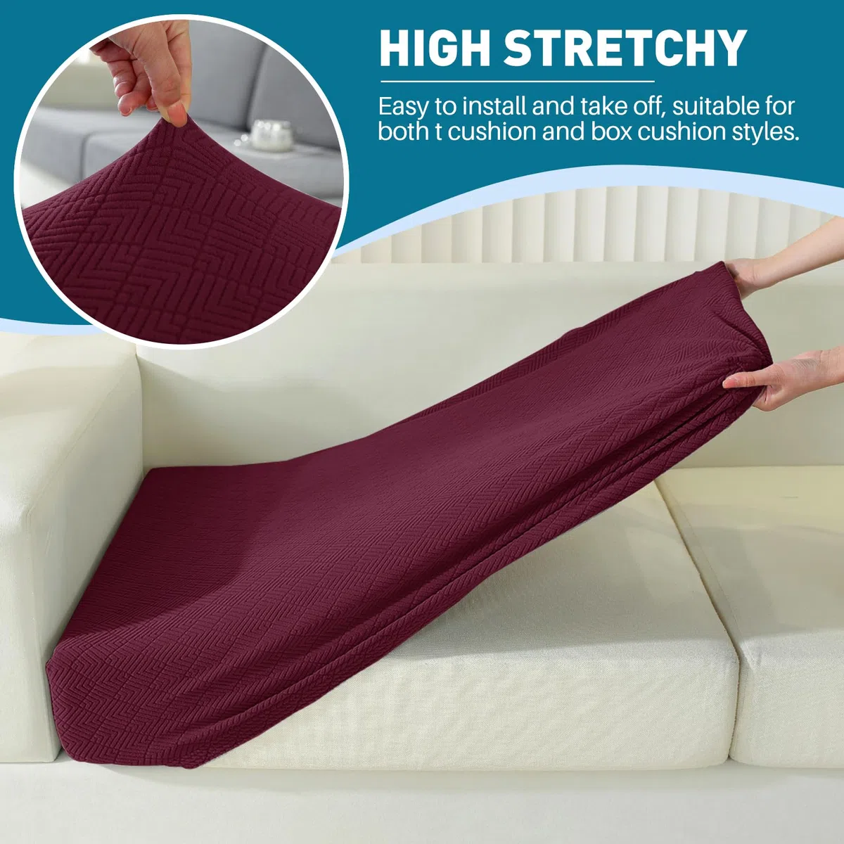 YSTELLAA Funda Asiento Sofa Elástico, Funda Cojin Sofa Separado Universal, Funda De Protección para Muebles, Ajustable, Antideslizante Y Suave, Lavable, 1 Asiento-X, Rojo