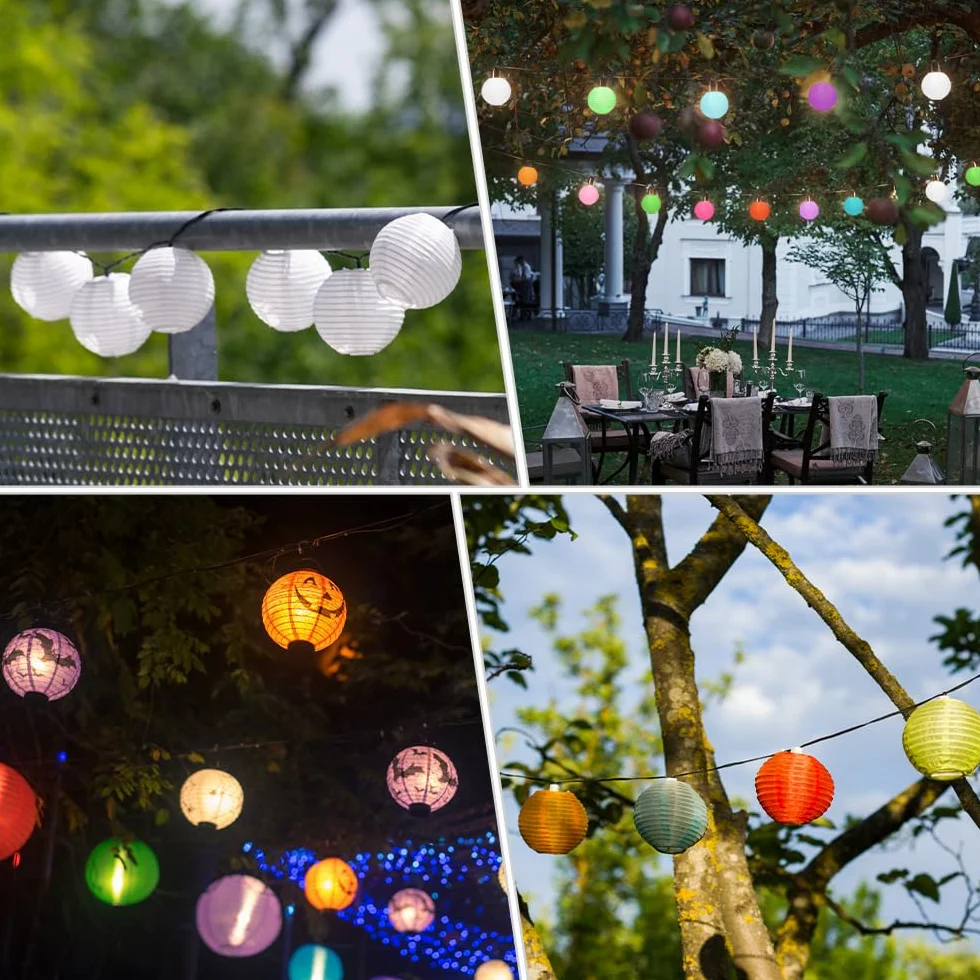 20 Pieza Pequeña Farolillos de Papel Blanco Colgantes Linternas de Papel Lampara 7.5cm Exterior Farolillos Feria Linternas Decorativa de Redonda para Cumpleaños Boda Jardín Aniversario Fiesta