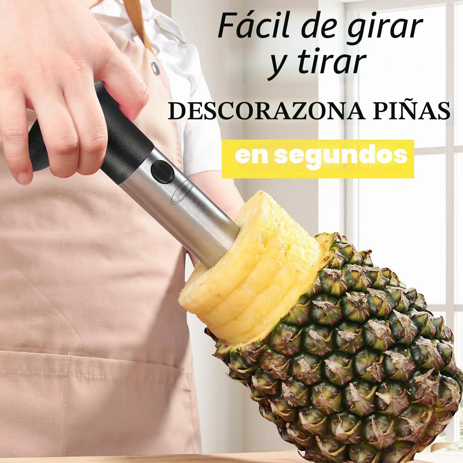 Newness Cortador de Piña de Acero Inoxidable,pelador de piña, Herramienta para el hogar y la Cocina con Cuchilla Afilada para Anillos de Frutas dicadas, [Mejorada, Reforzada, Gruesa]