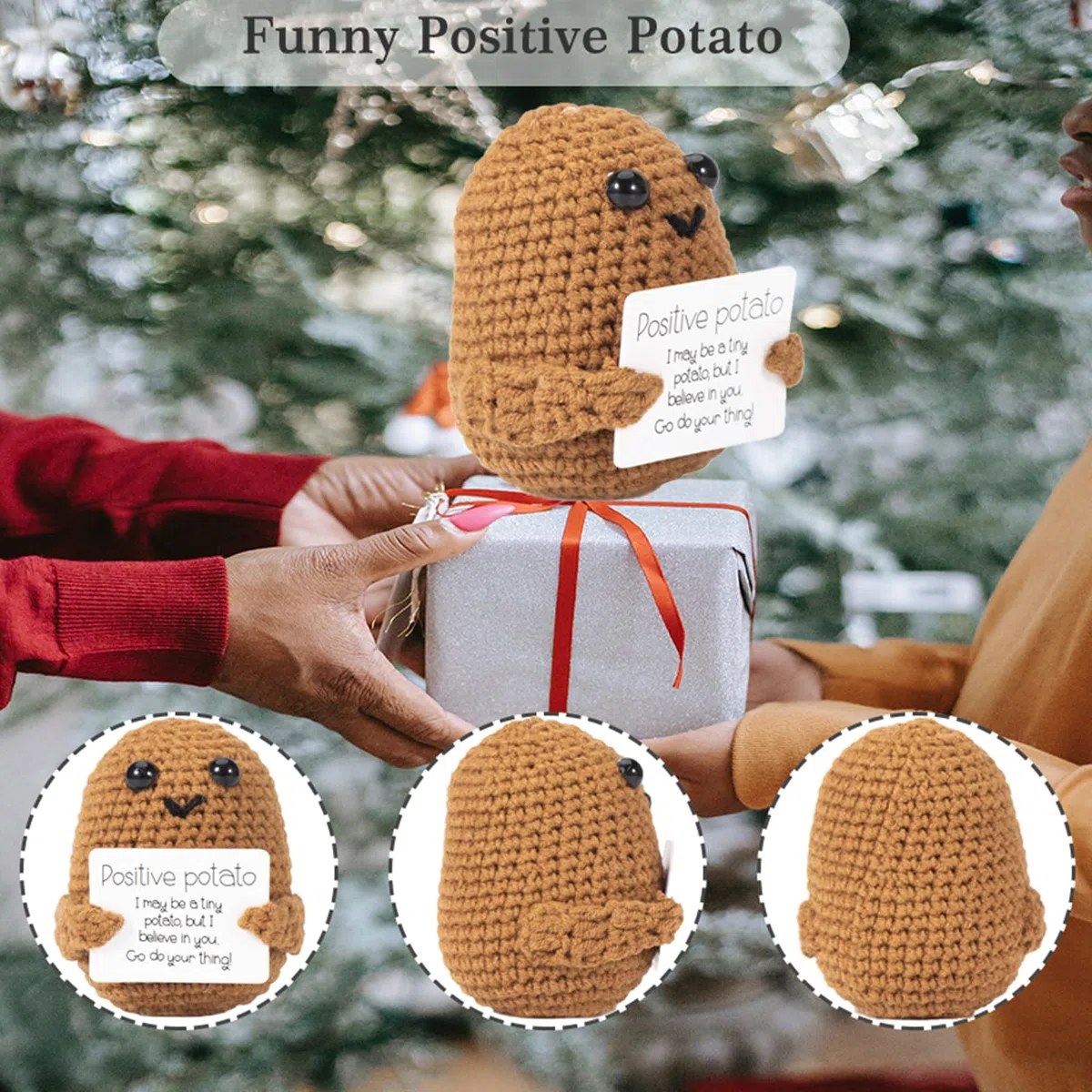 XBOCMY Pocket Hug Positive Patata, Muñeca Creativa De La Patata De Lana De Tejer, Regalo De Actualista, Regalos para Mujeres, Regalo De La Escuela
