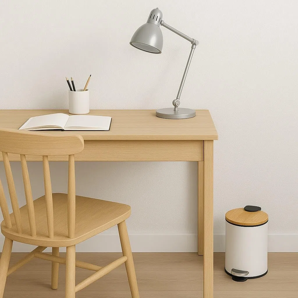 DAMDAM GO Papelera de Baño con Tapa de Bambú 3L – Cubo de Basura con Pedal y Cierre Suave Silencioso, Diseño Elegante Antihuella para Baño, Cocina u Oficina (Blanco)