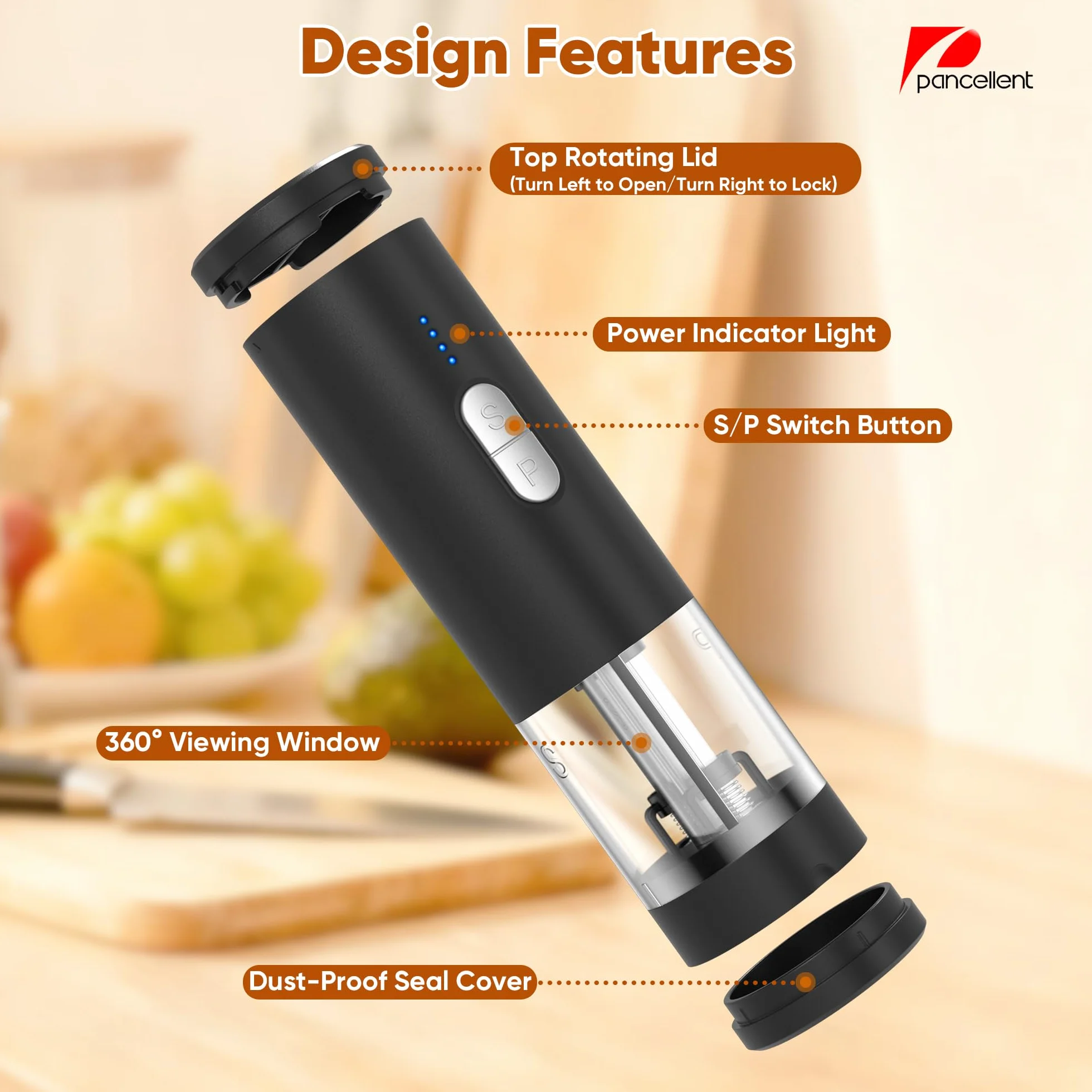 Juego de molinillo eléctrico de sal y pimienta 2 en 1 (recargable por USB), molinillo automático de sal y pimienta con iluminación LED, funcionamiento con una sola mano, grosor ajustable, perfecto