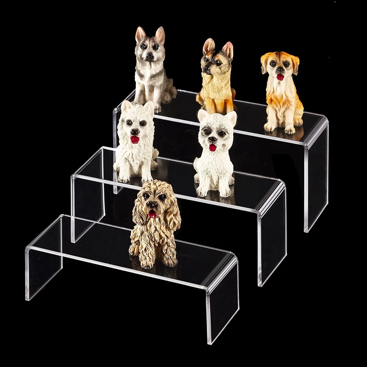 CECOLIC Soporte de exhibición de acrílico Riser Clear Small Acrylic Decorator Stand Shelf for Figures Pops, Jewelry, Cupcake, Postre - 2 Juegos