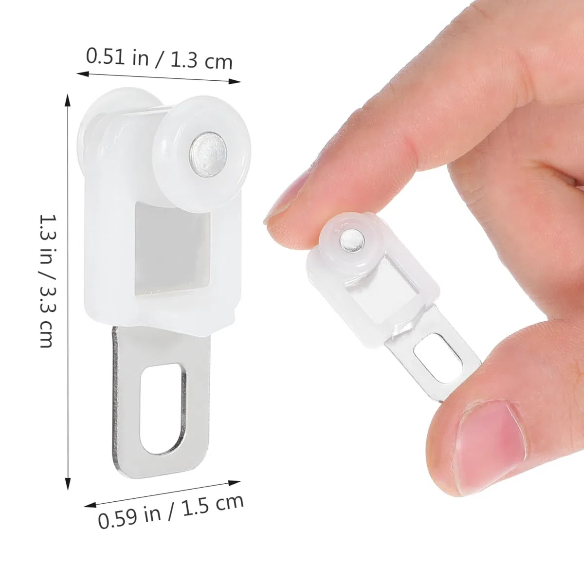 ABOOFAN 50 Piezas Poleas para Riel Cortina con Rodillos De Acero Inoxidable Y PláStico Deslizadores Resistentes para Cortinas De 1.3X0.6 Pulgadas Uso FáCil En Rieles De Techo