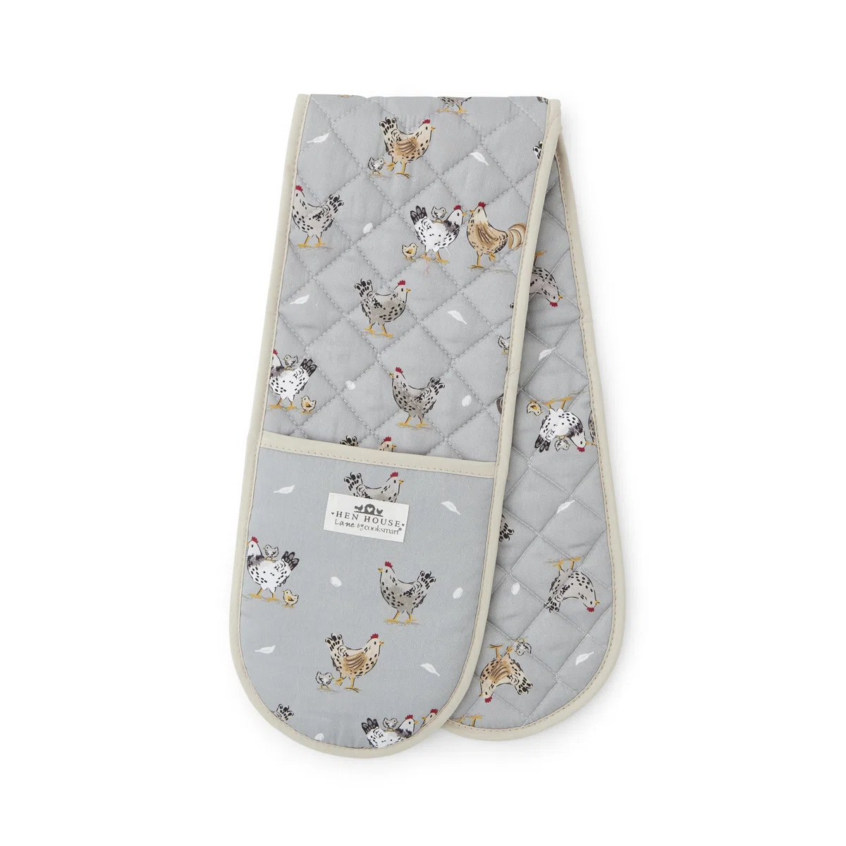 Cooksmart Hen House Lane - Guante Doble para Horno | Guantes de Cocina de diseño británico | 100% algodón con Acolchado Resistente al Calor | Guantes de Cocina Elegantes y Protectores | Lavable a