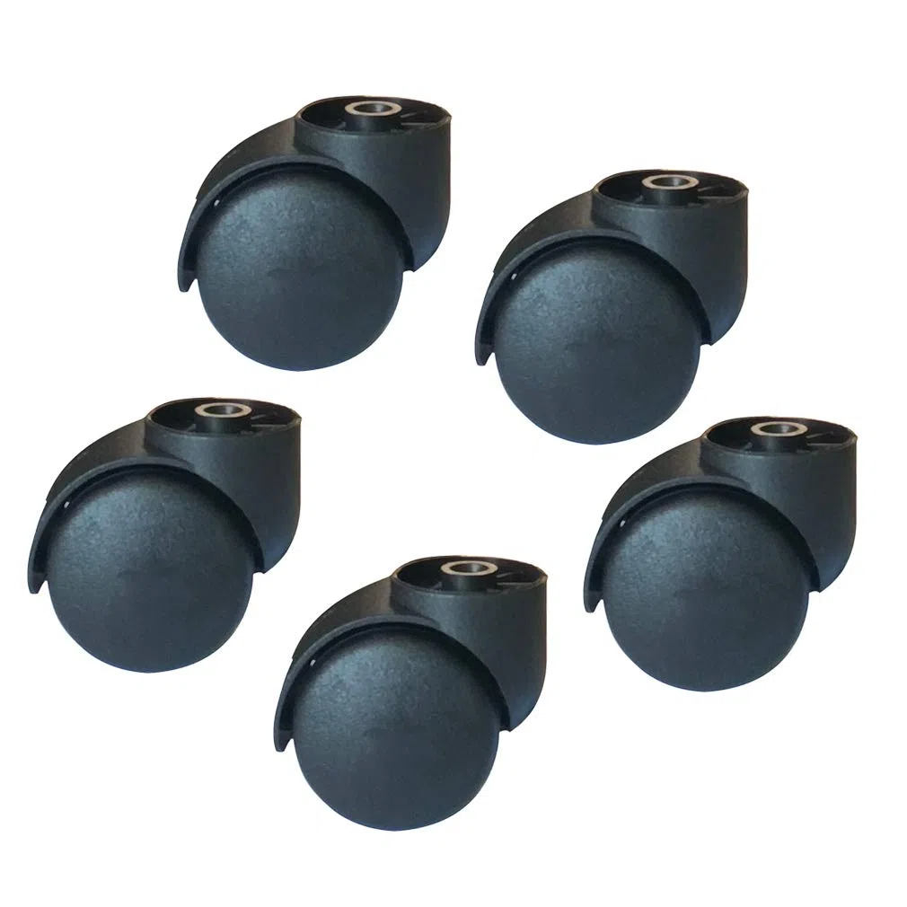 Ruedas Universales de 50 Mm Para Silla de Oficina - Sin Varilla Silencian, Rolling y Silencioso, 5 Piezas (Black)