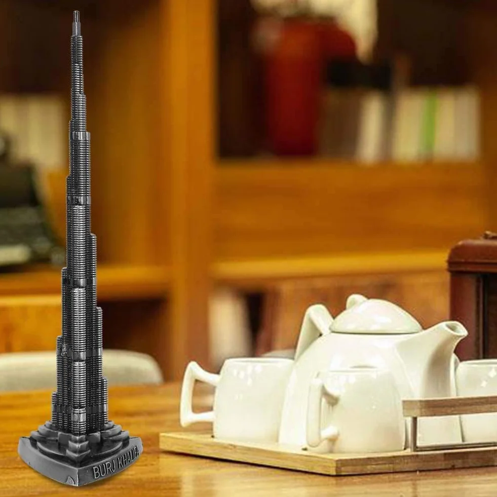 Modelo Decorativo Burj Khalifa en Miniatura, Torre de Aleación, 18 cm, Adorno Arquitectónico para Escritorio, Oficina y Hogar