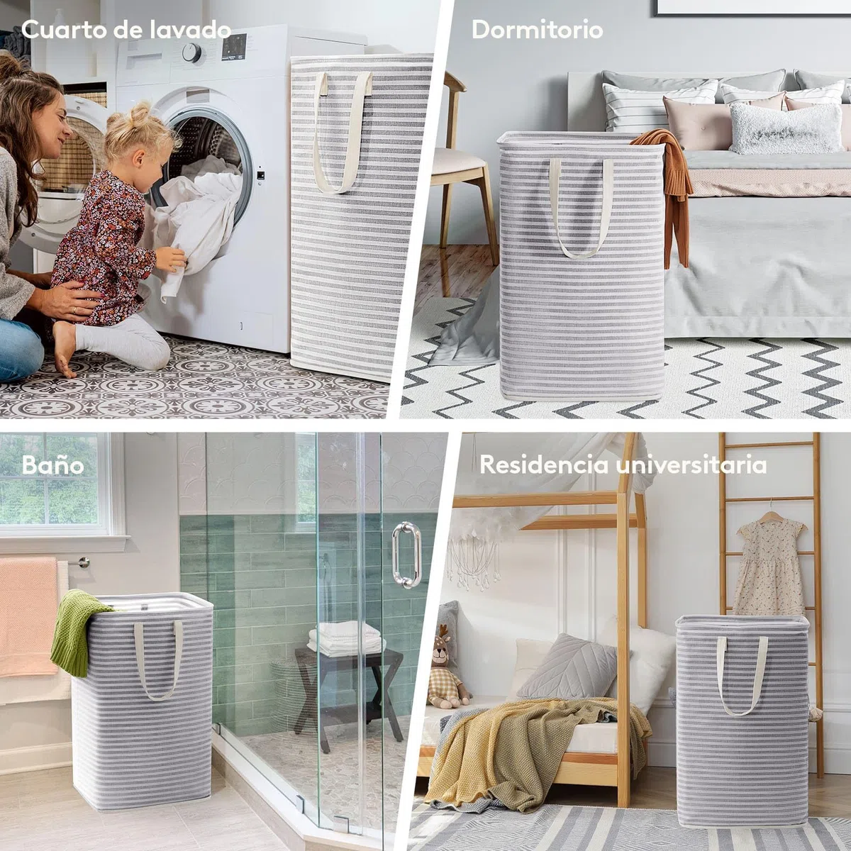 Lifewit Cesto Ropa Sucia, Cesta Ropa Sucia Impermeable con Asas Extendidas, Laundry Basket, Cubo Ropa Sucia Plegable, Bolsa Ropa Sucia para Baño, Dormitorio, Lavadero, 80L, Gris, Paquete de 2