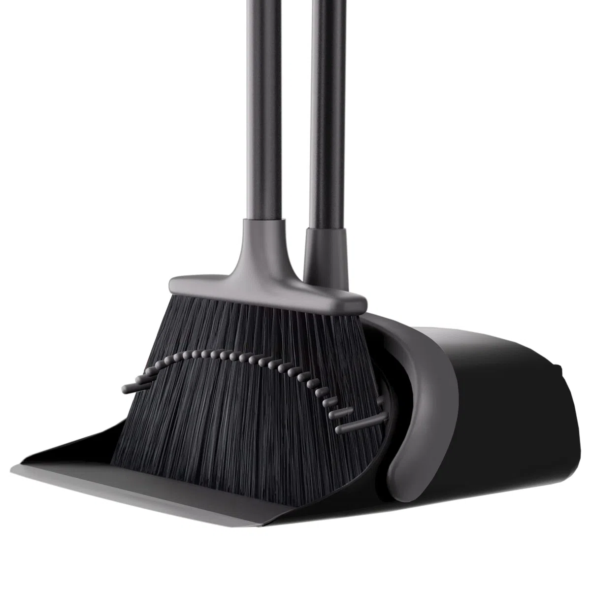 Escoba con Palo Largo Extensible y Recogedor de Pie Plegable para limpiar, Escoba de Goma y Recogedor Basura, para Hogar, Oficina y Uso en Exteriores (Gris)