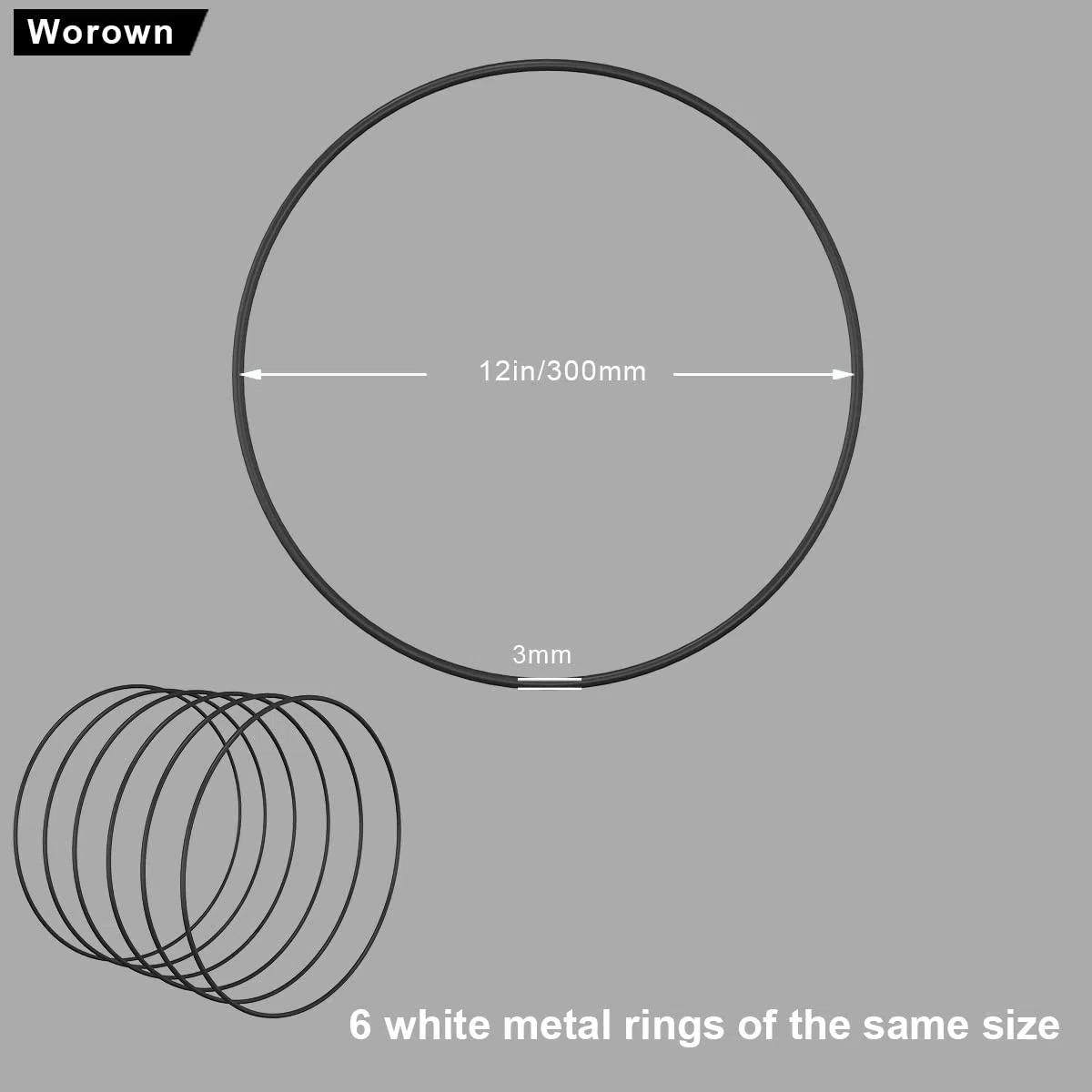 Worown 6 aros de corona floral de 30 cm, anillos de metal negro para hacer coronas de boda y manualidades colgantes de pared