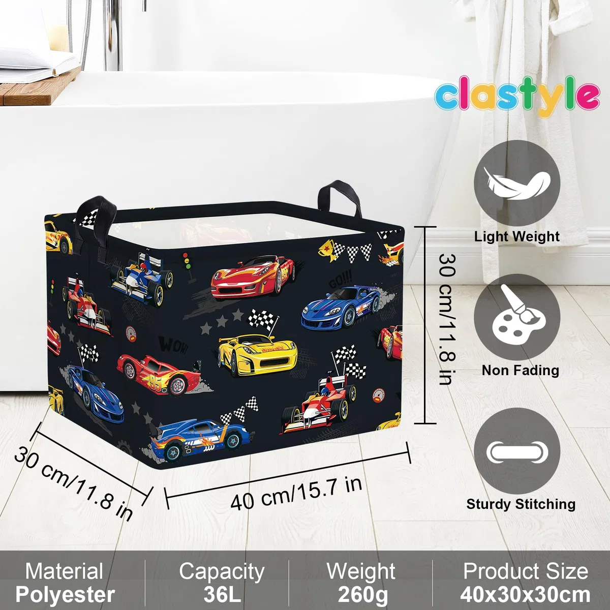 Clastyle Cestos Almacenaje Plegable 40x30x30 cm Gris Caja para Ropa Sucia Juguete Baño