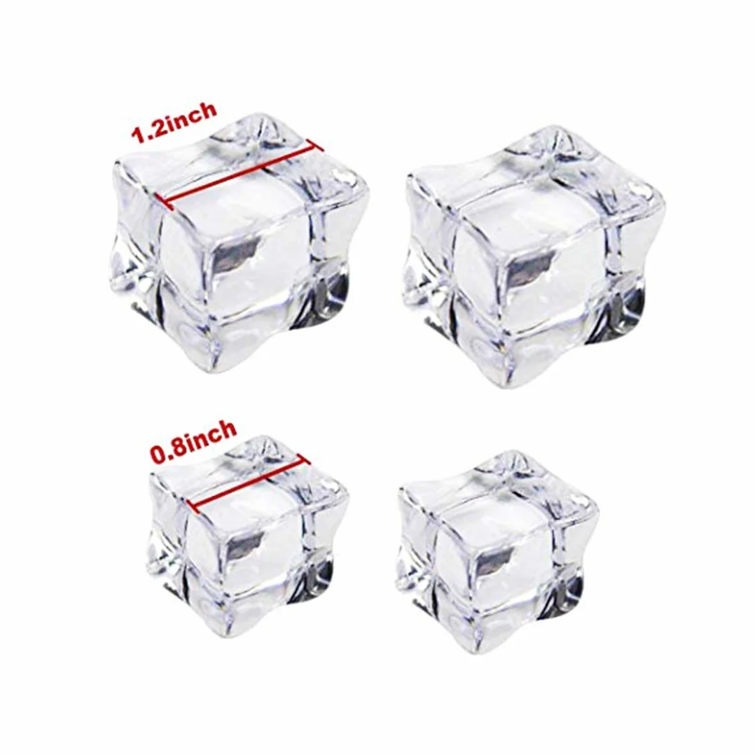 35PCS Cubos de hielo artificiales Cubo de hielo cuadrado de acrílico de imitación cristalina para accesorios de fotografía piezas de centro decoración del partido