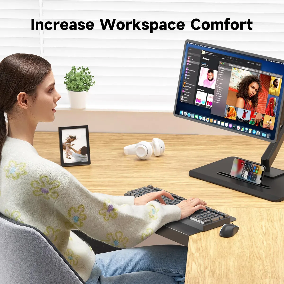 Suptek Soporte de Esquina Negro de 17 Pulgadas para Escritorios en Forma de L, Soporte de Montaje para Bandeja de Teclado Debajo del Escritorio, Modelo DESKEX01