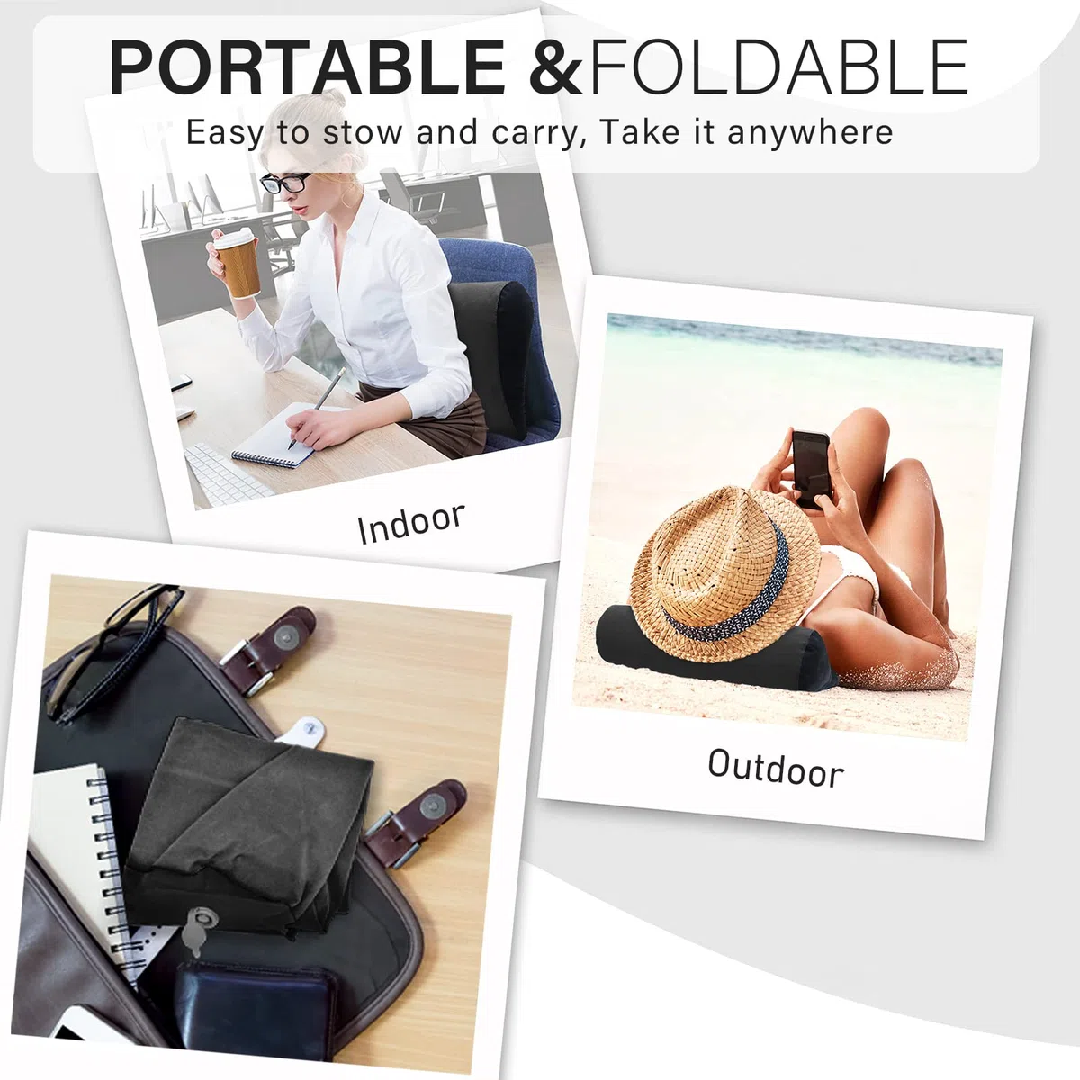 Almohada Inflable Minimalista, Negro, Almohada Auxiliar para la Postura de Yoga, Reduce la presión de la Cintura y la Espalda, Almohada de cuña